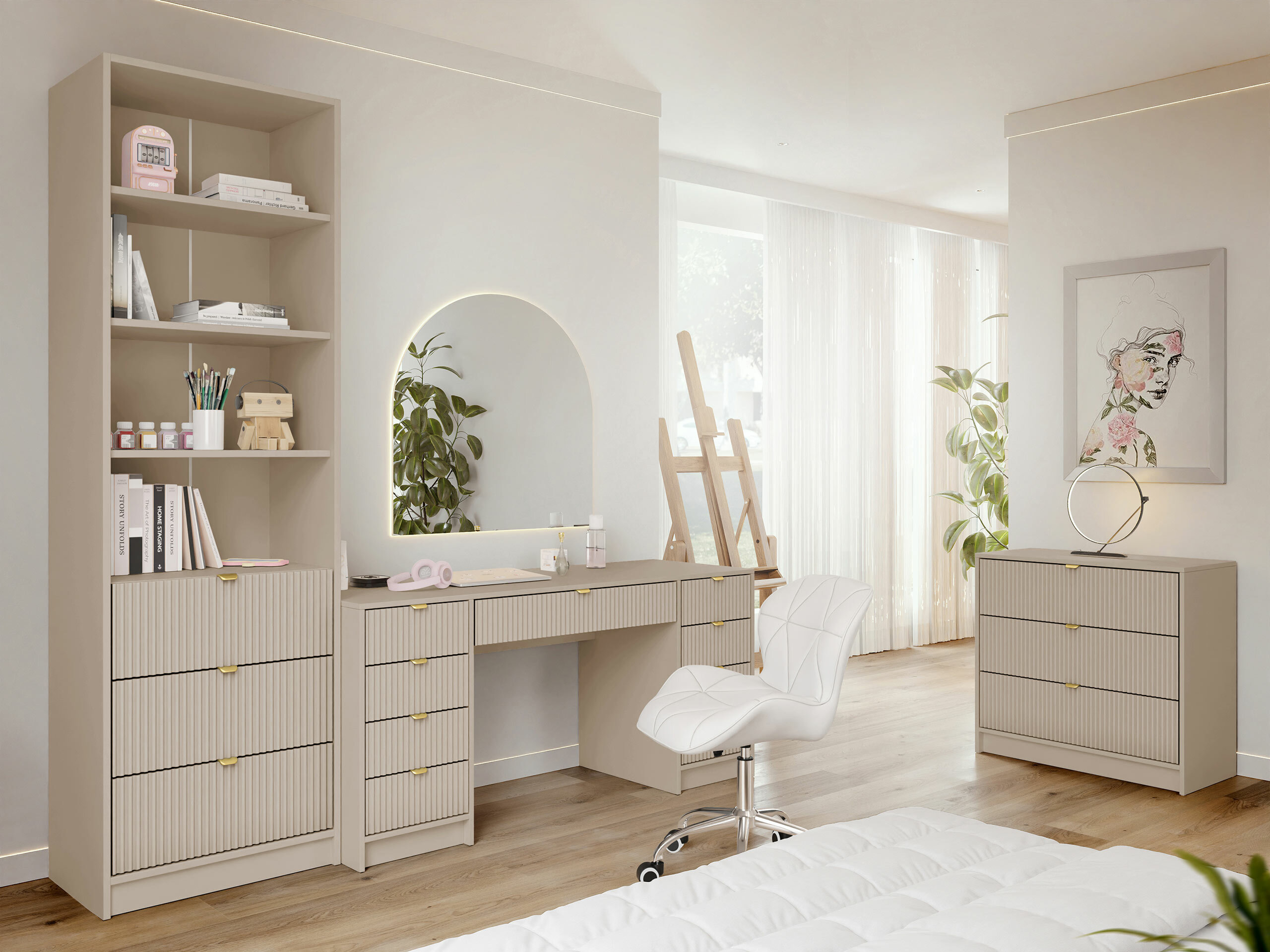 Home office set Comfivo Papilio VI (Beige)