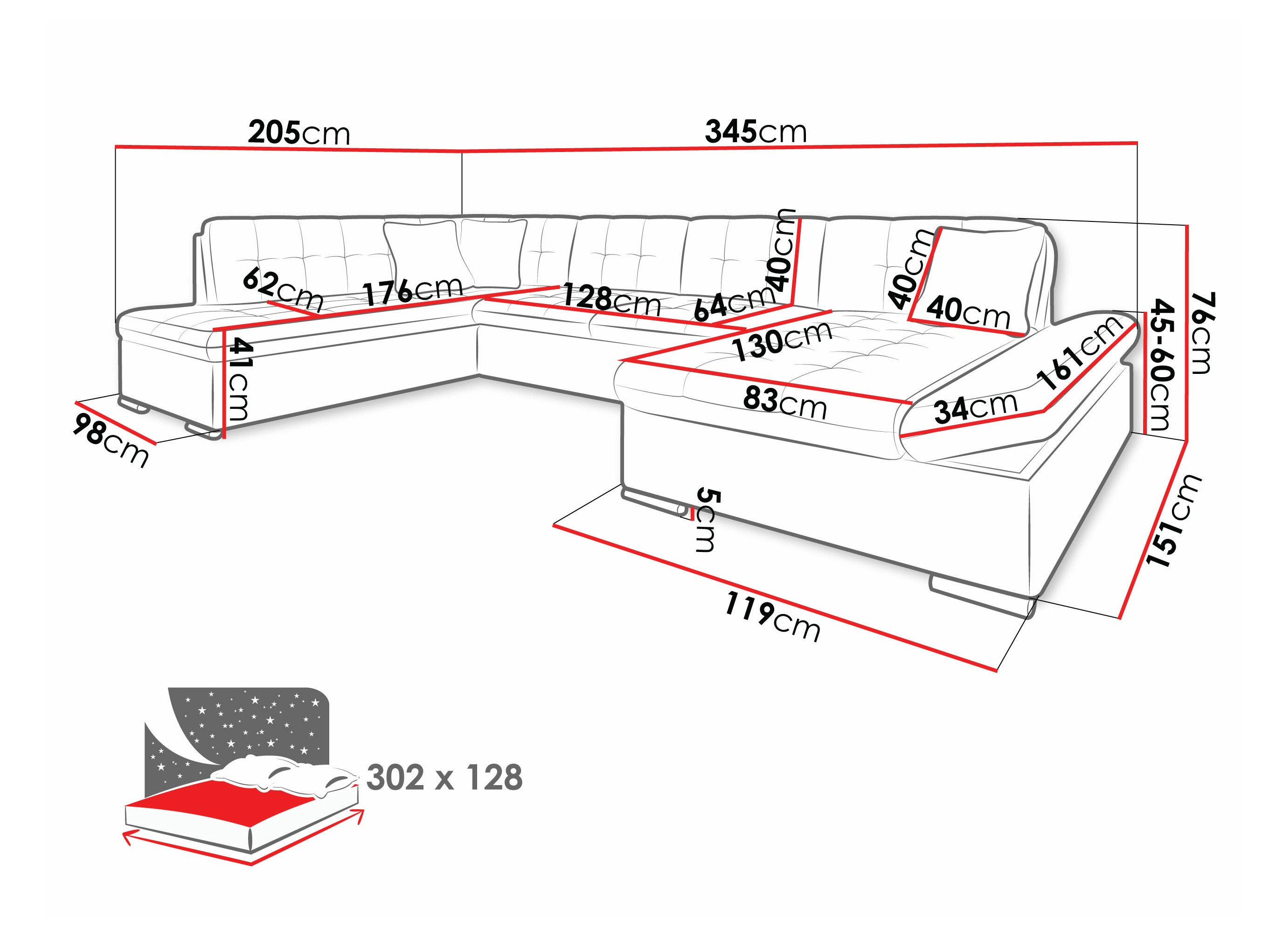Corner sofa Comfivo Tilia II (Fragola 20)