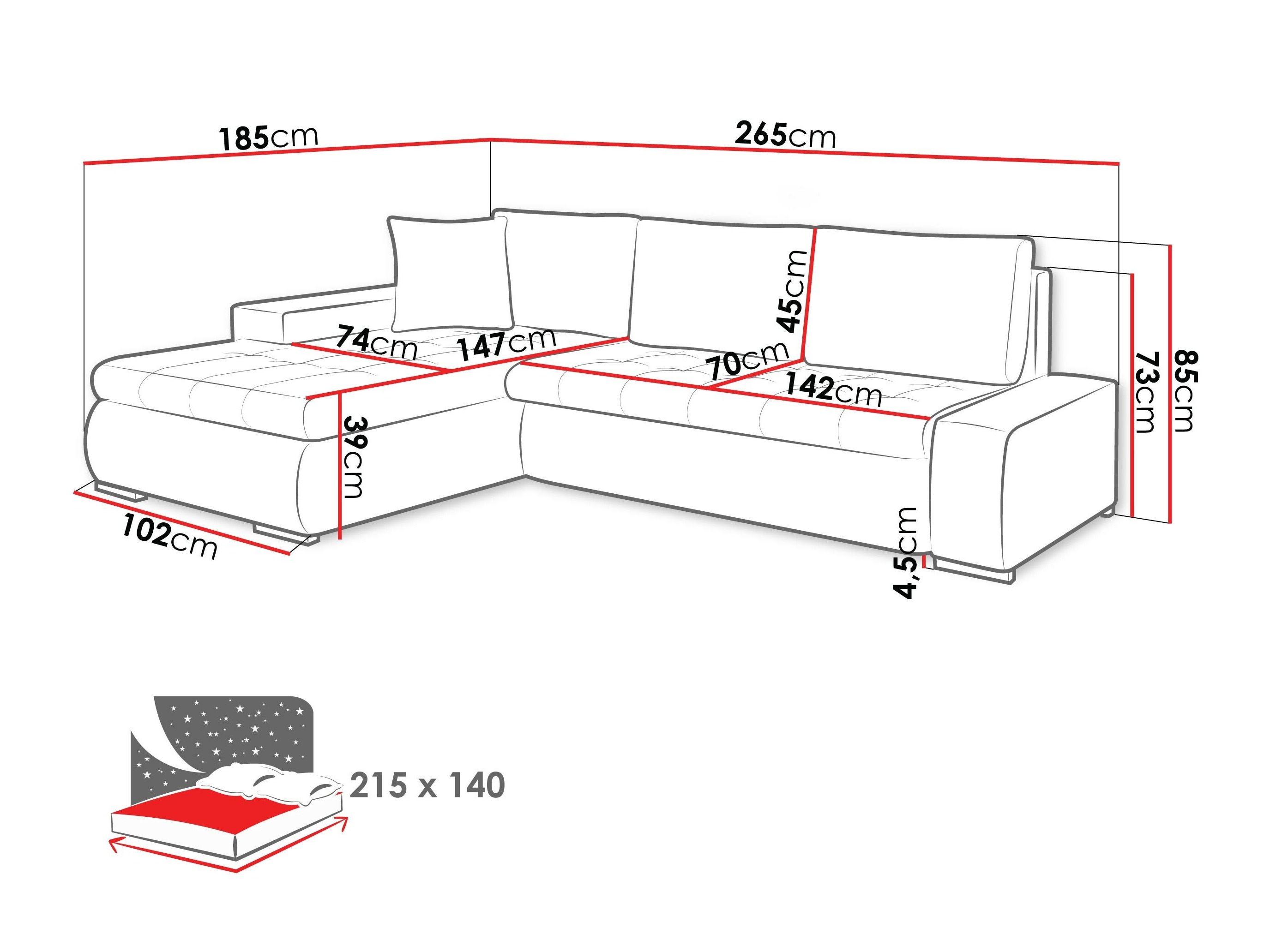 Corner sofa Comfivo 251 (Boucle Baloo 2074 + Boucle Baloo 2073)