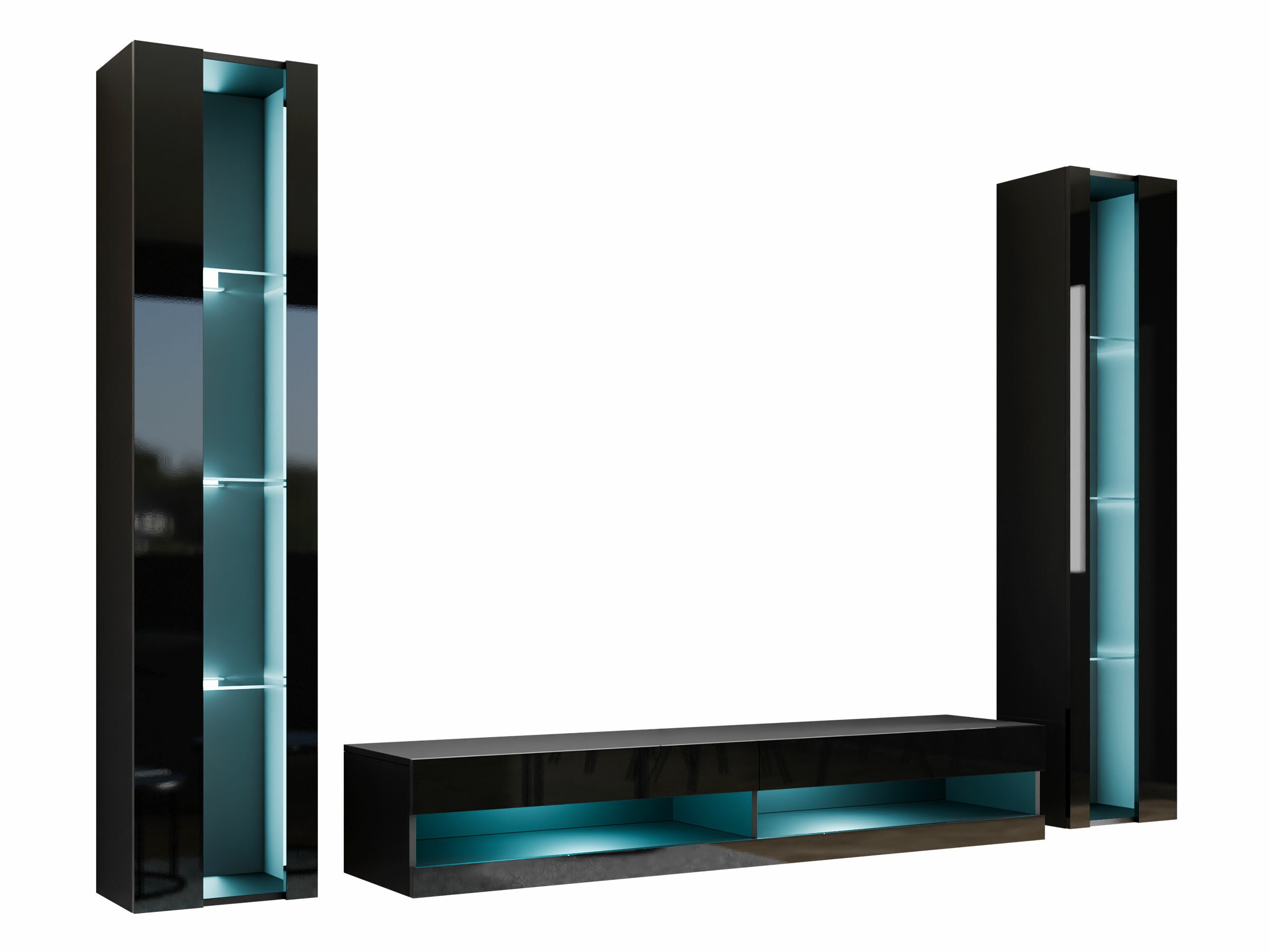 Living room set Venenou 112 (Black + Glossy black)