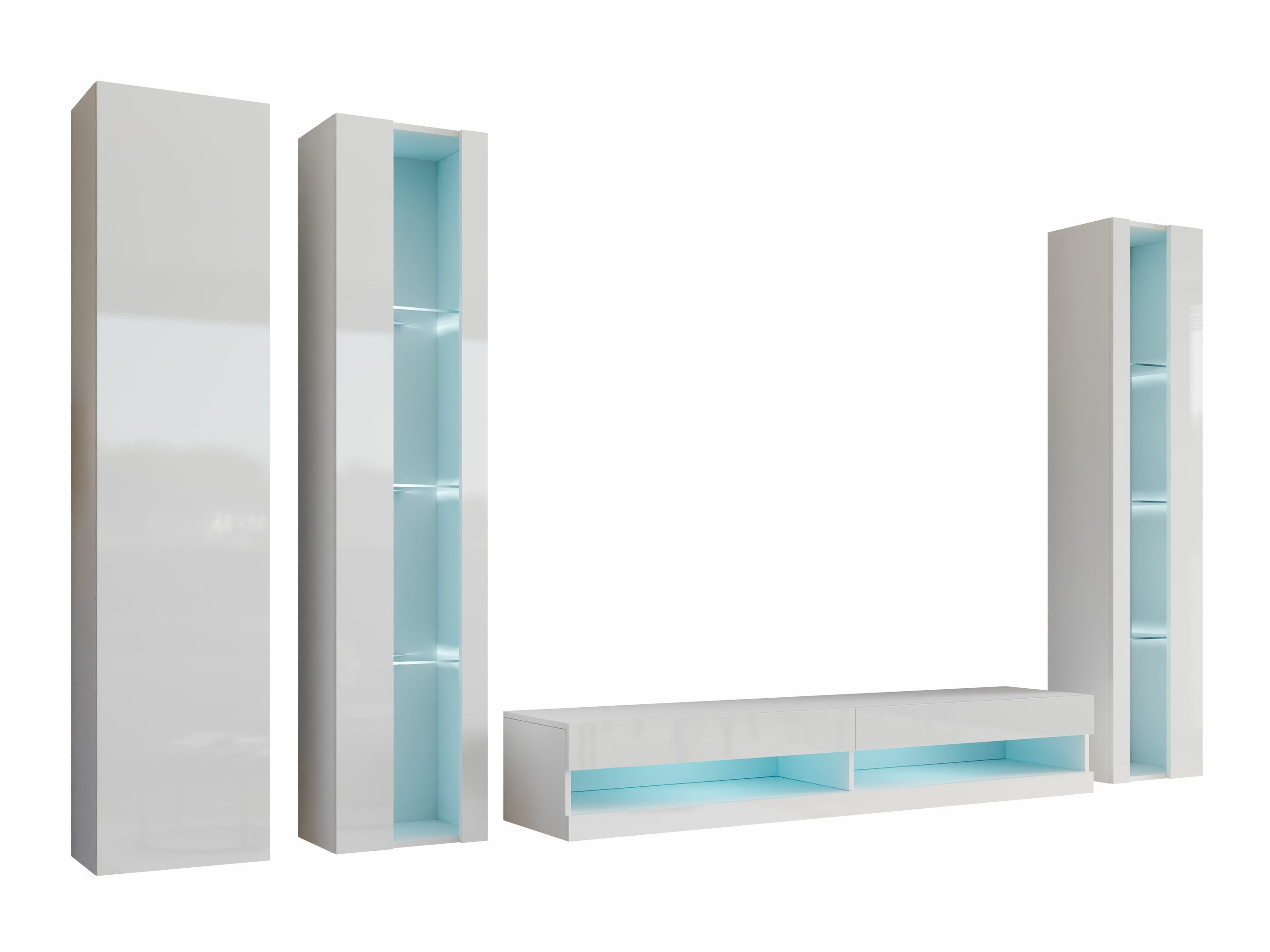 Living room set Venenou 116 (White + Glossy white)