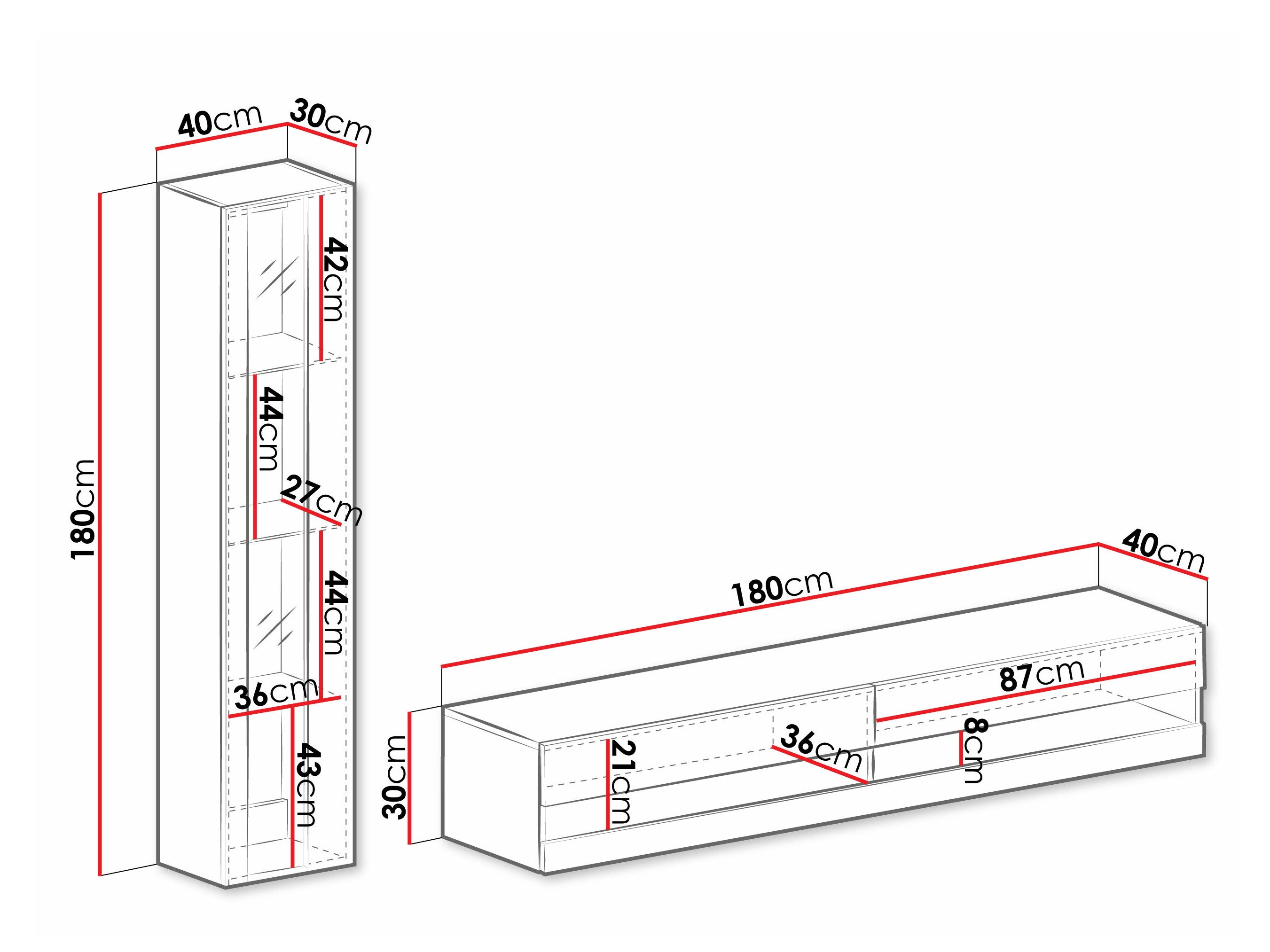 Living room set Venenou 118 (Black + Glossy black)