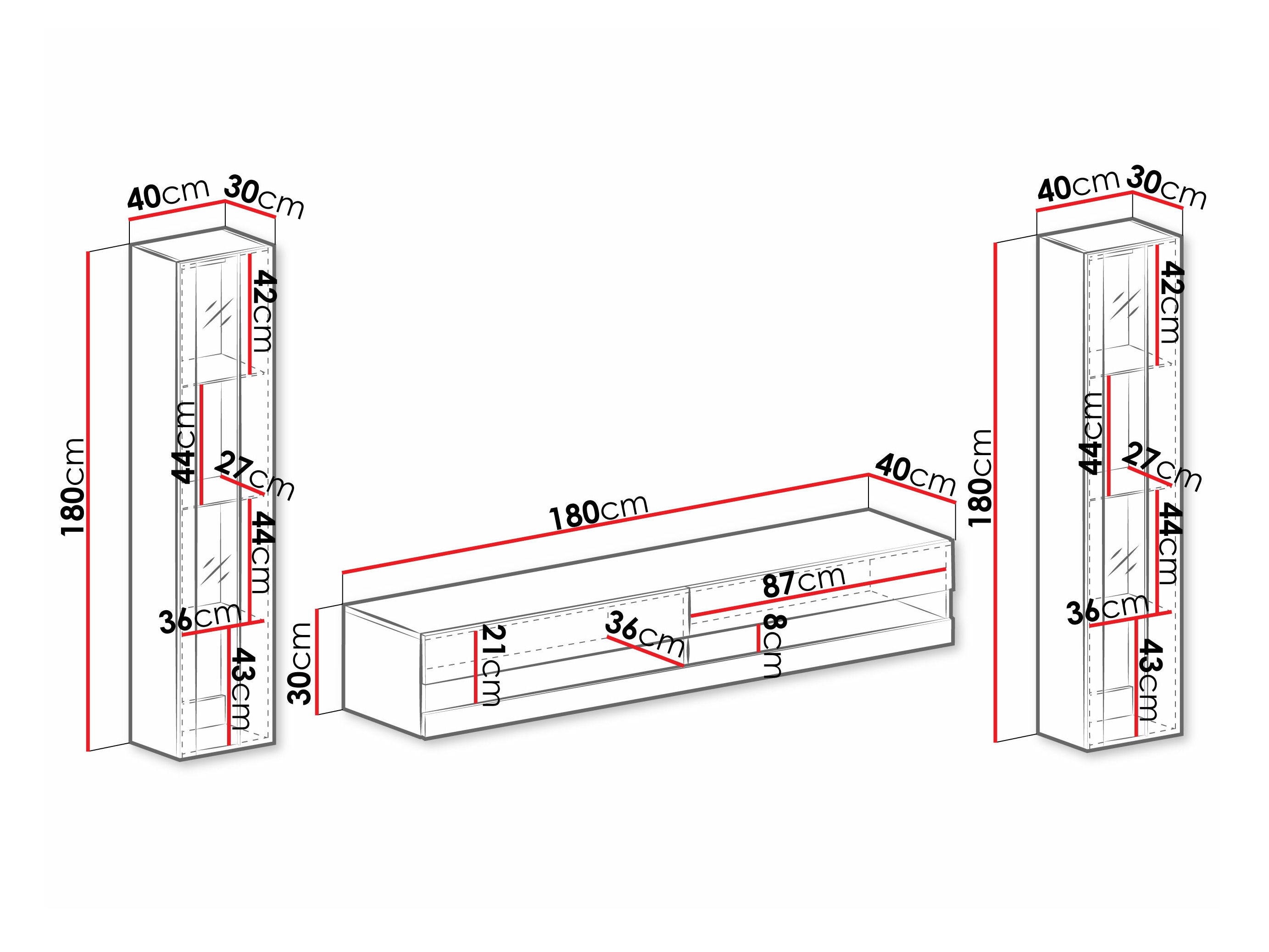 Living room set Vilrin V (White + Glossy white)
