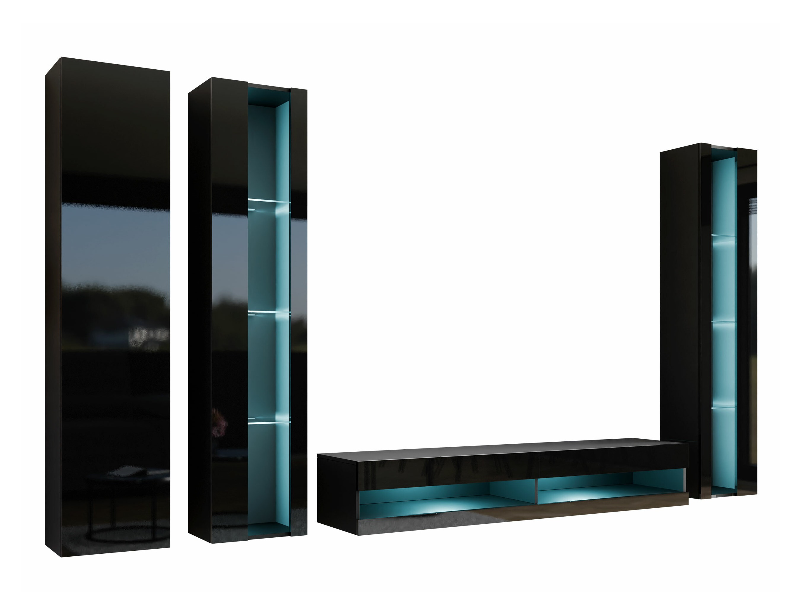 Living room set Vilrin VII (Black + Glossy black)