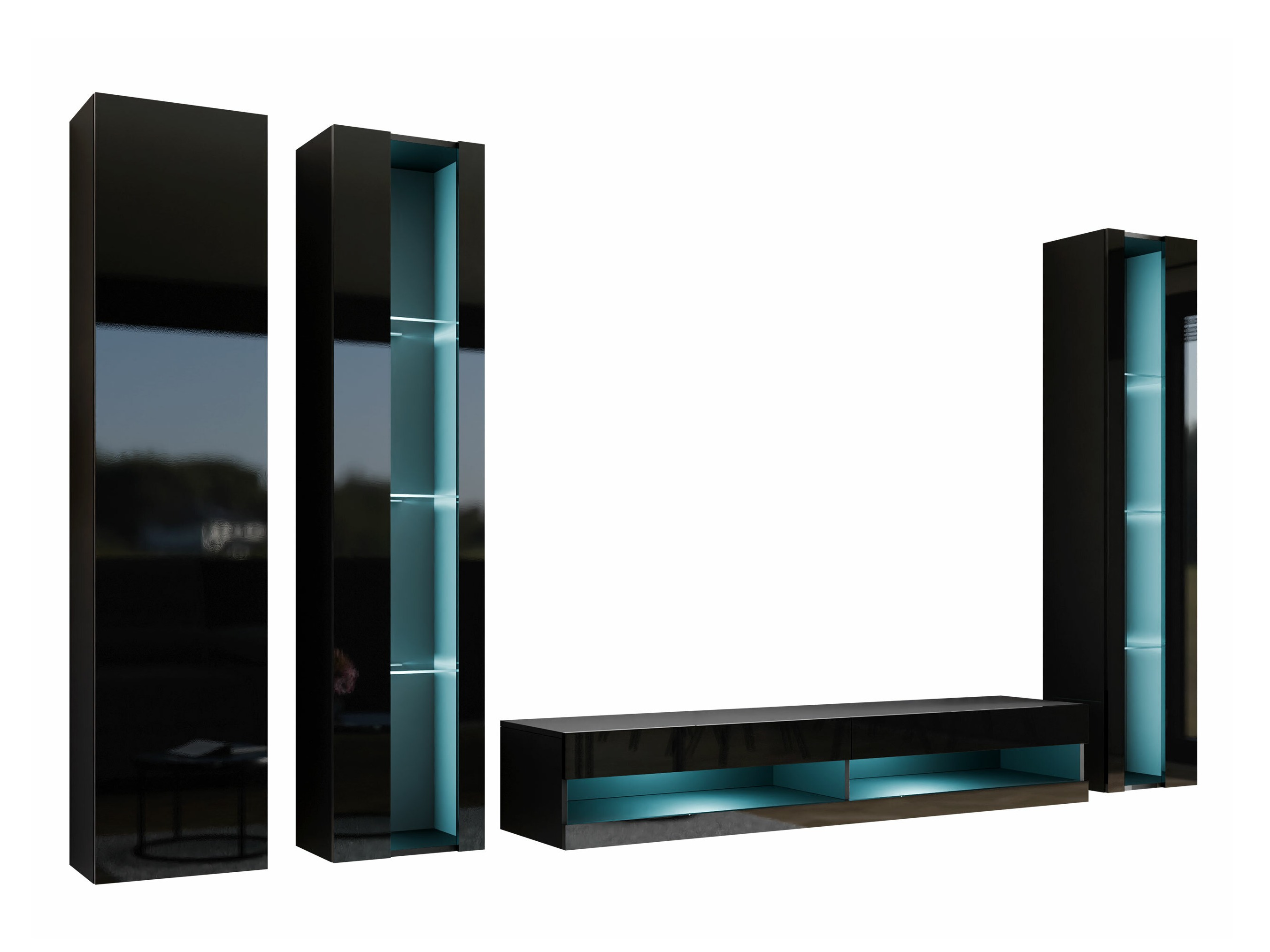 Living room set Vilrin VII (Black + Glossy black)