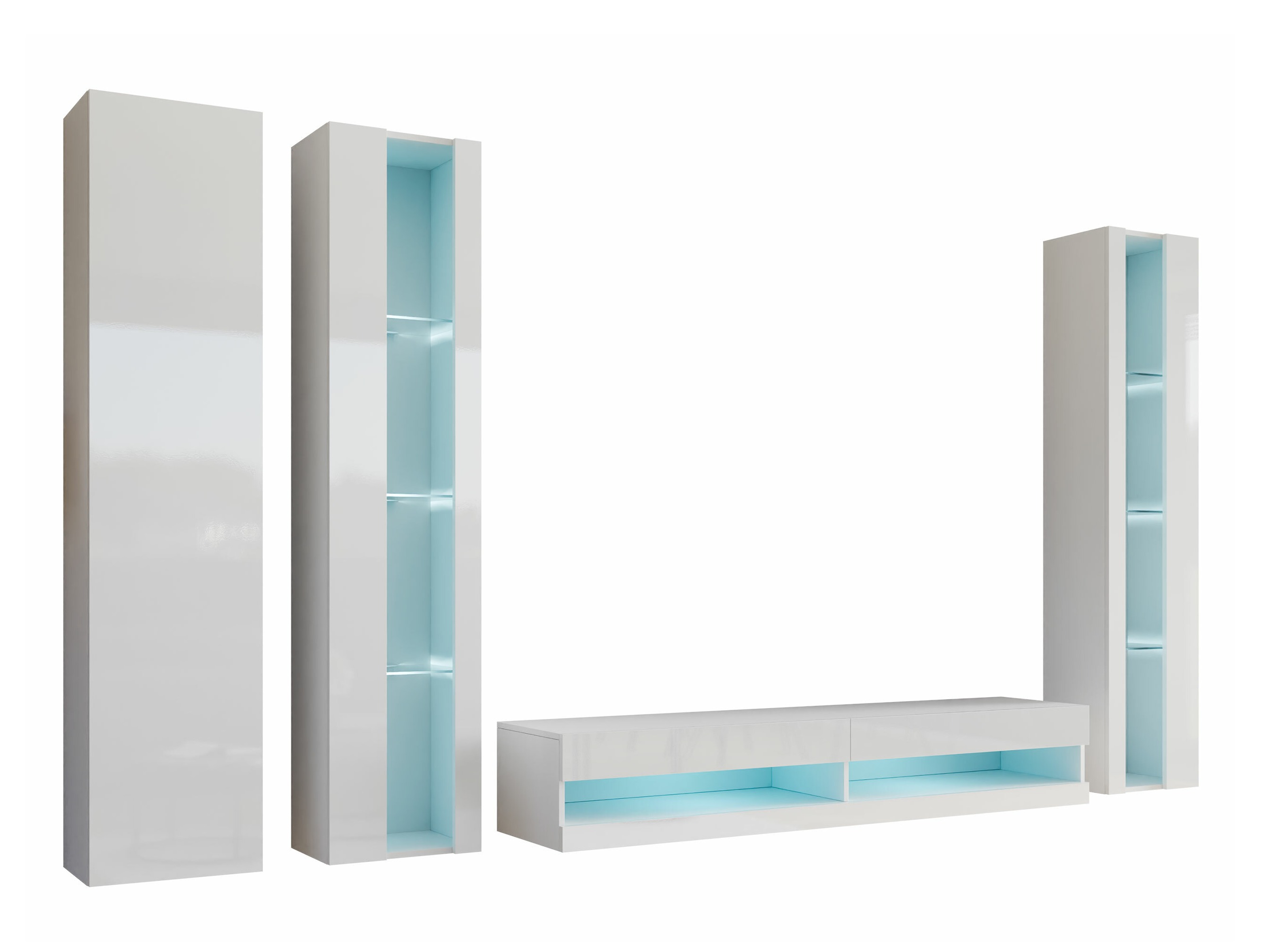 Living room set Vilrin VII (White + Glossy white)