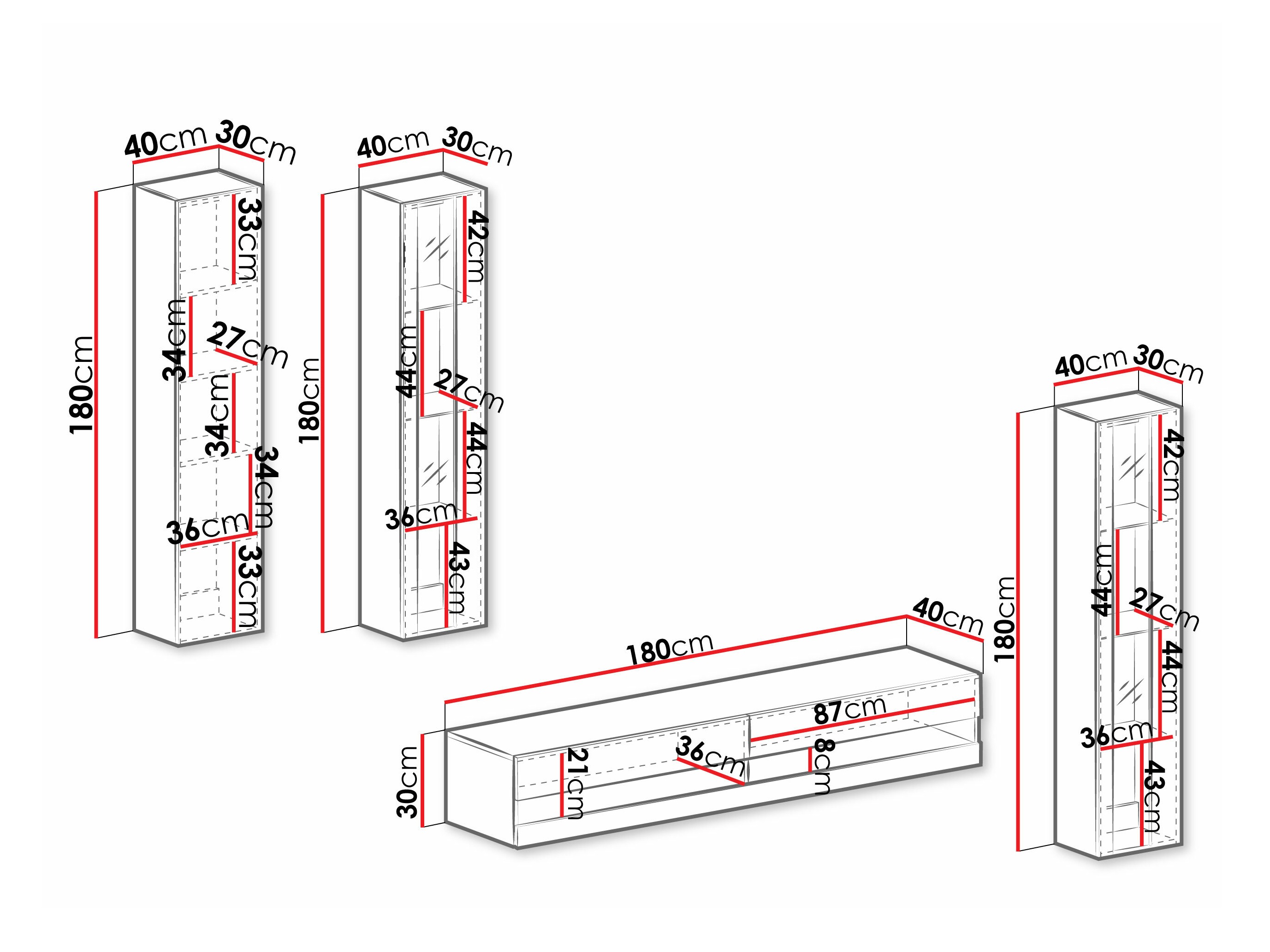 Living room set Vilrin VII (White + Glossy white)
