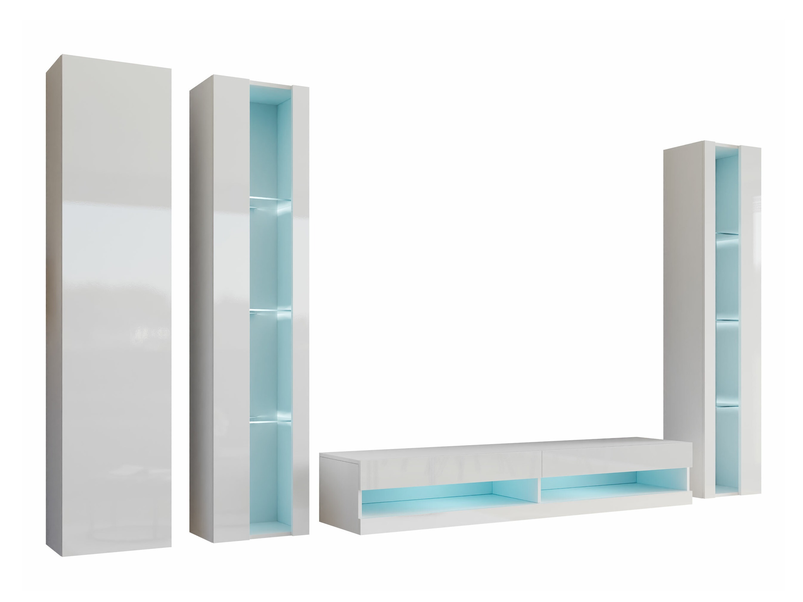 Living room set Vilrin VII (White + Glossy white)