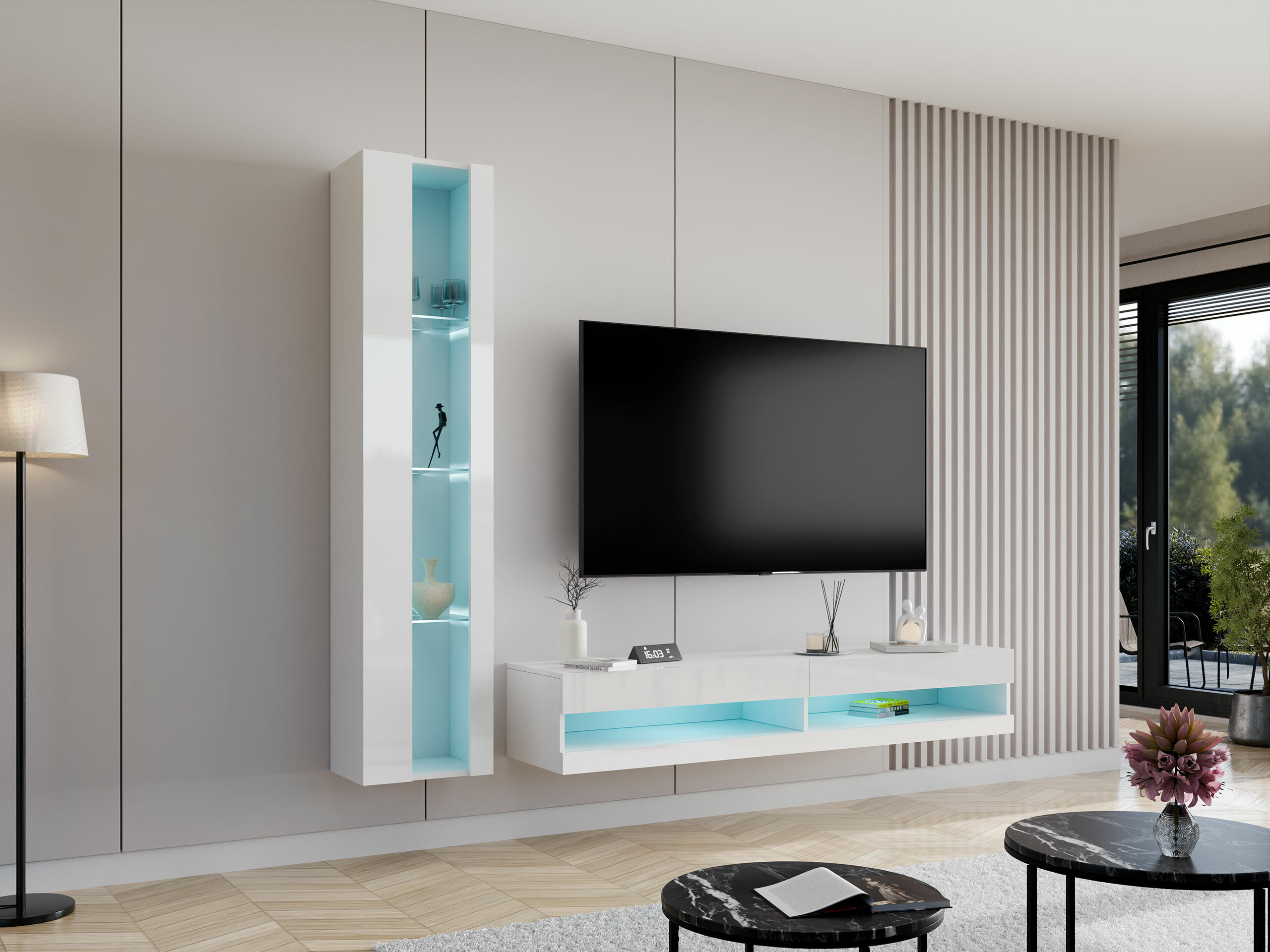 Living room set Vilrin VIII (White + Glossy white)