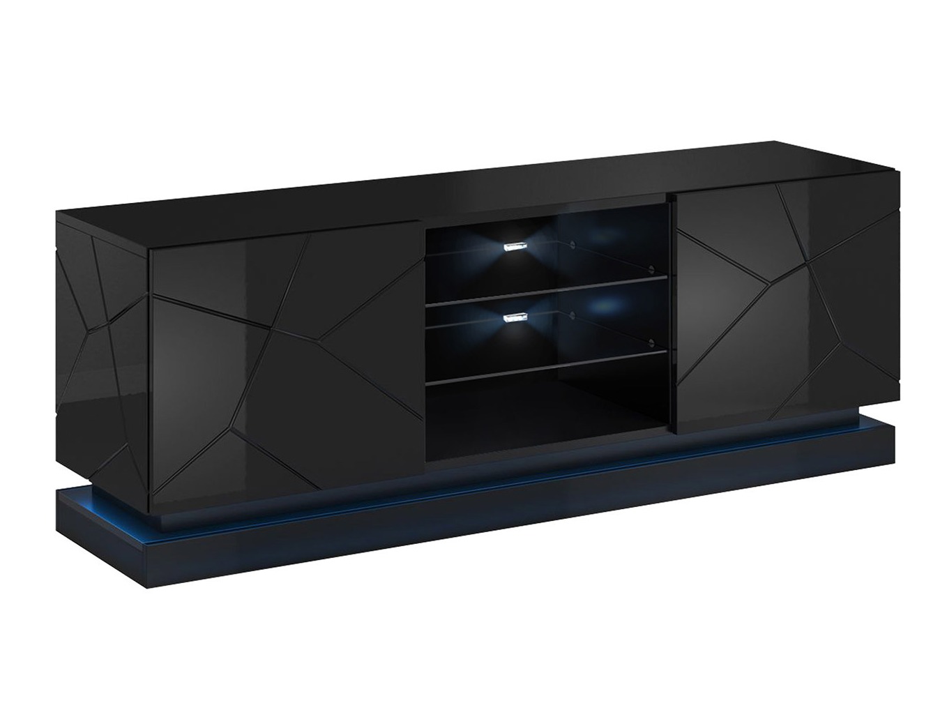 TV stand Charlotte 127 (Black + Glossy black)