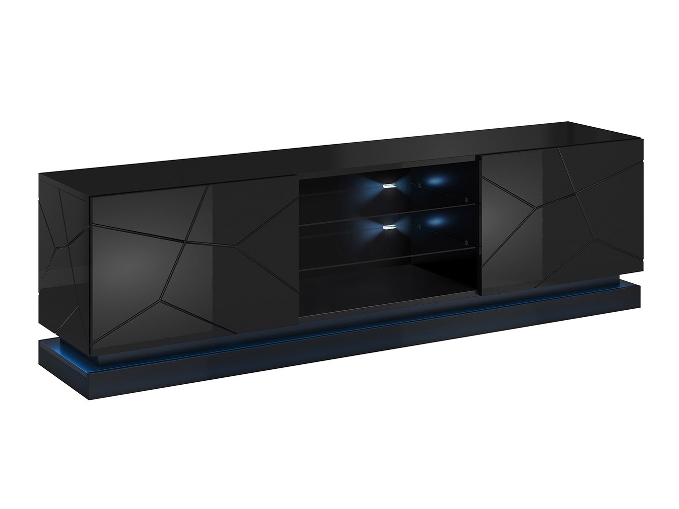 TV stand Charlotte 128 (Black + Glossy black)