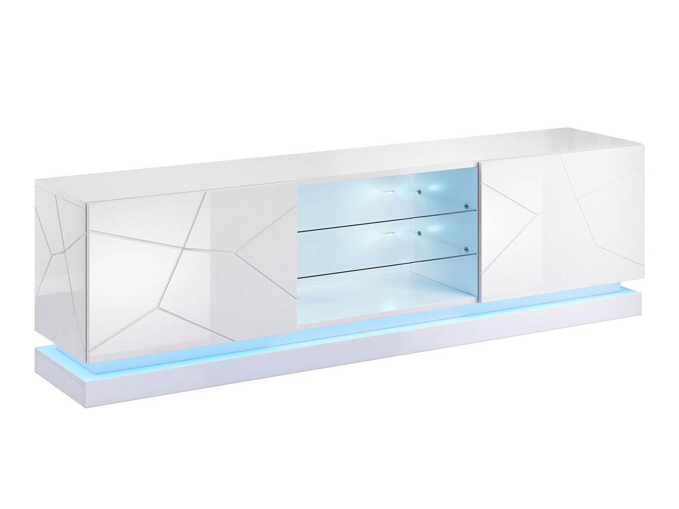 TV stand Charlotte 128 (White + Glossy white)