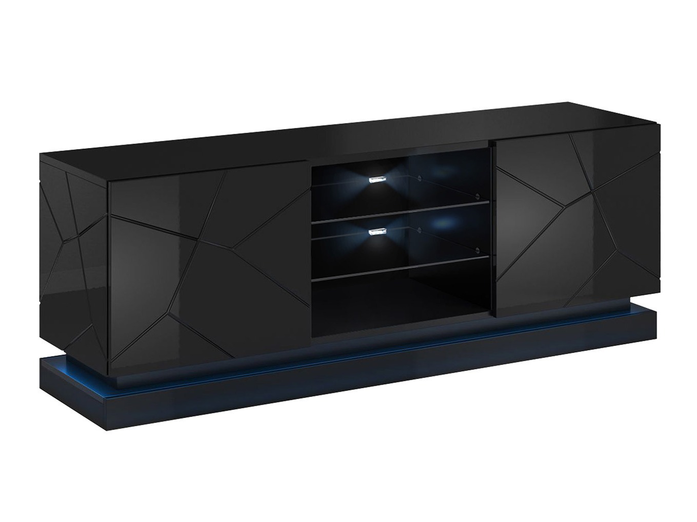 TV stand Linar (Black + Glossy black)