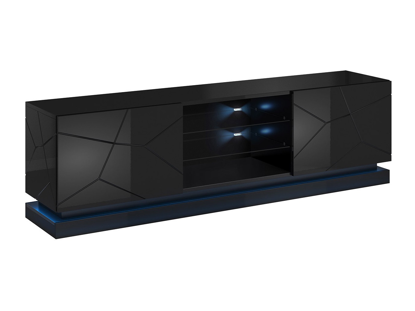 TV stand Linar I (Black + Glossy black)