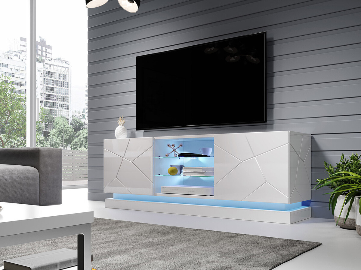 TV stand Linar (White + Glossy white)