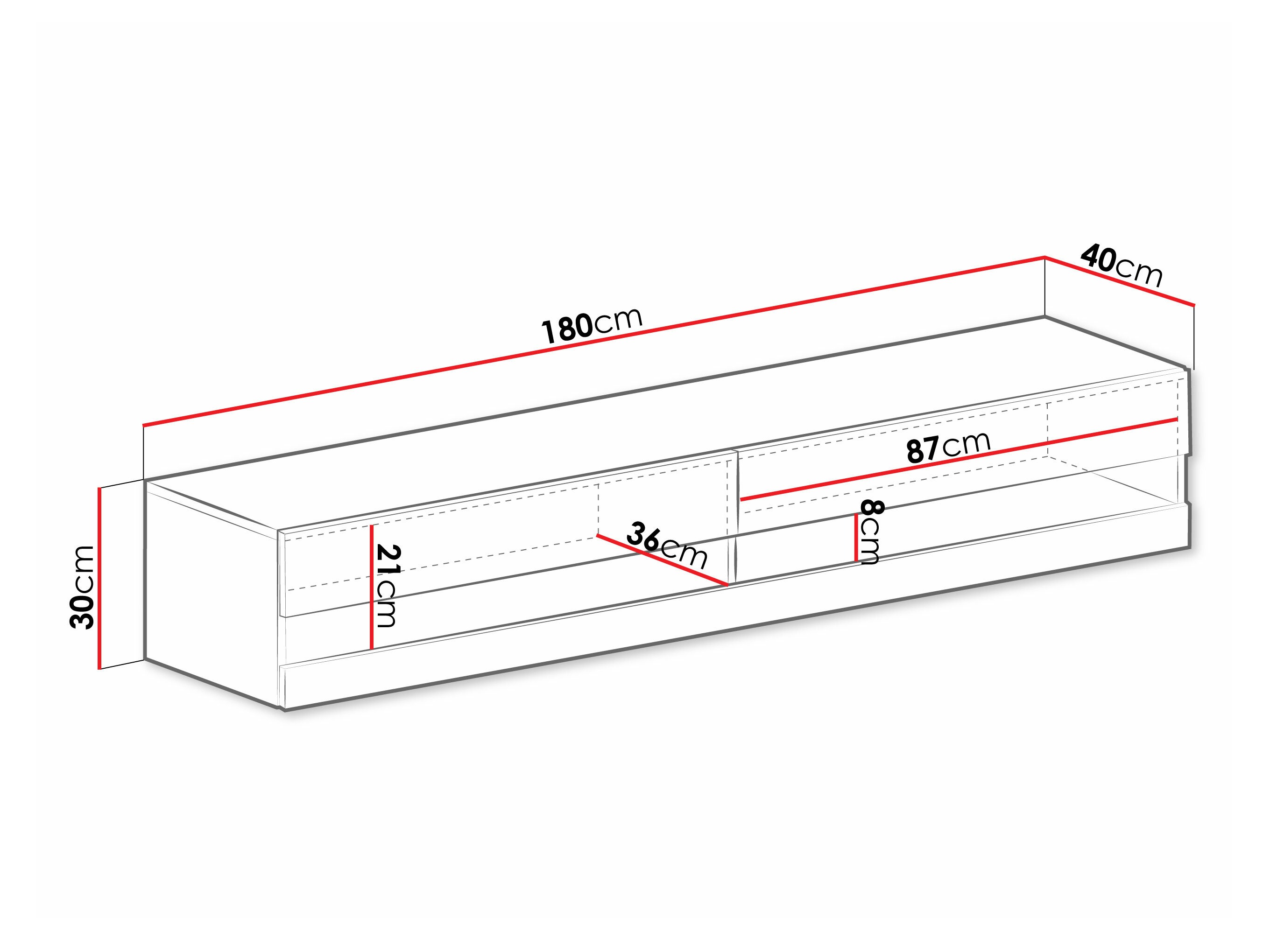 TV stand Vilrin (Black + Glossy black)