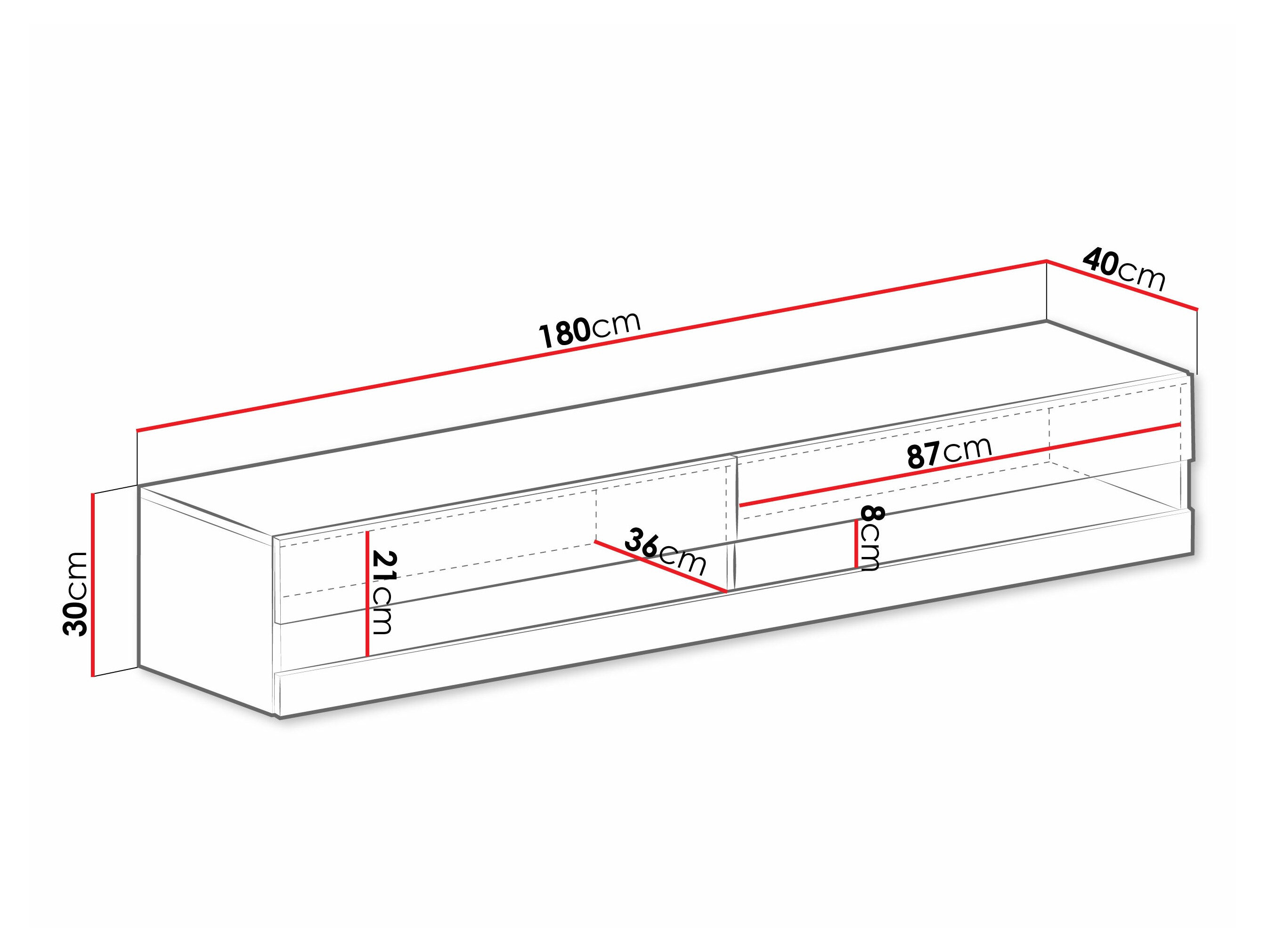 TV stand Vilrin (Black + Glossy black)