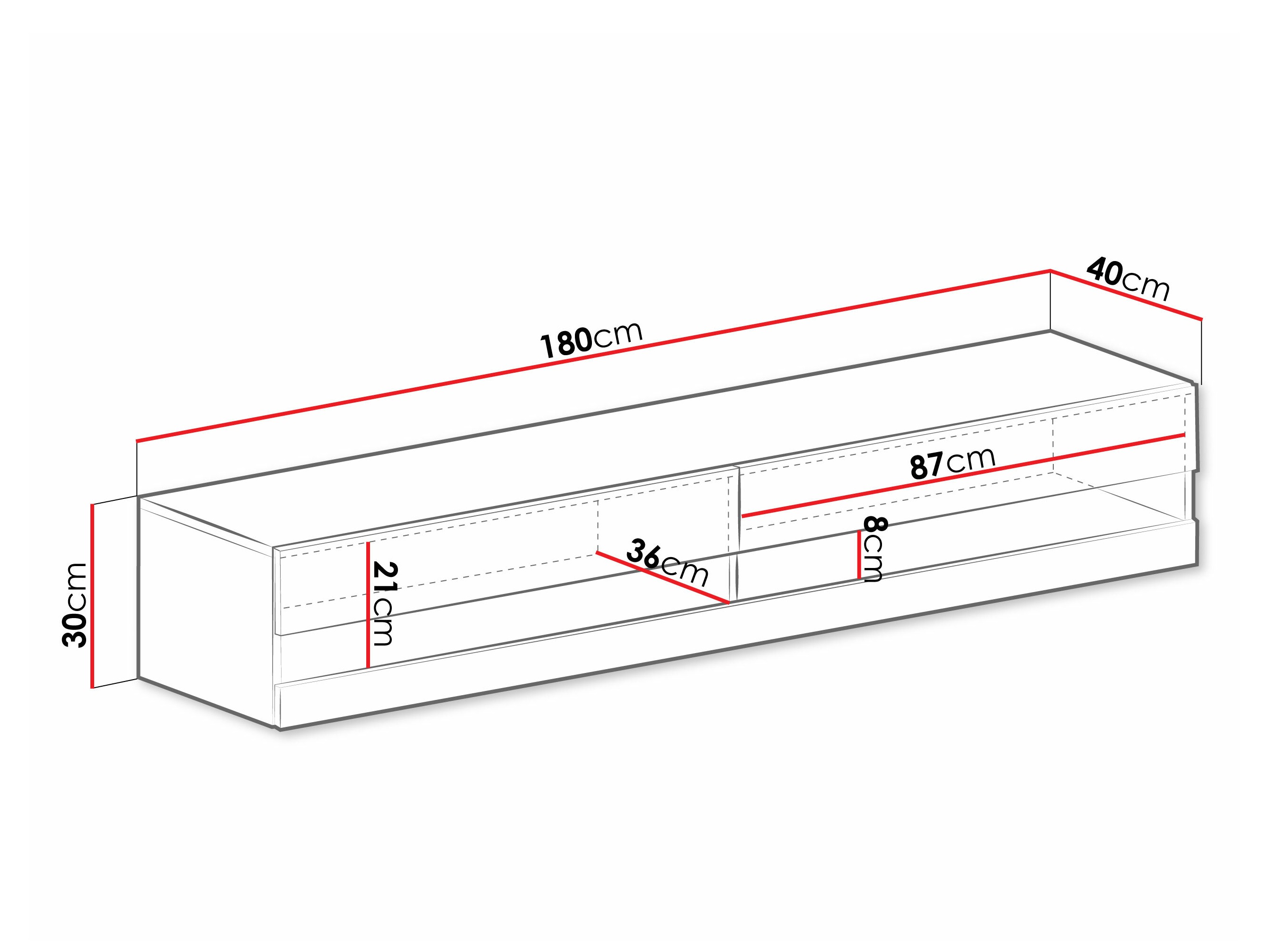 TV stand Vilrin (White + Glossy white)