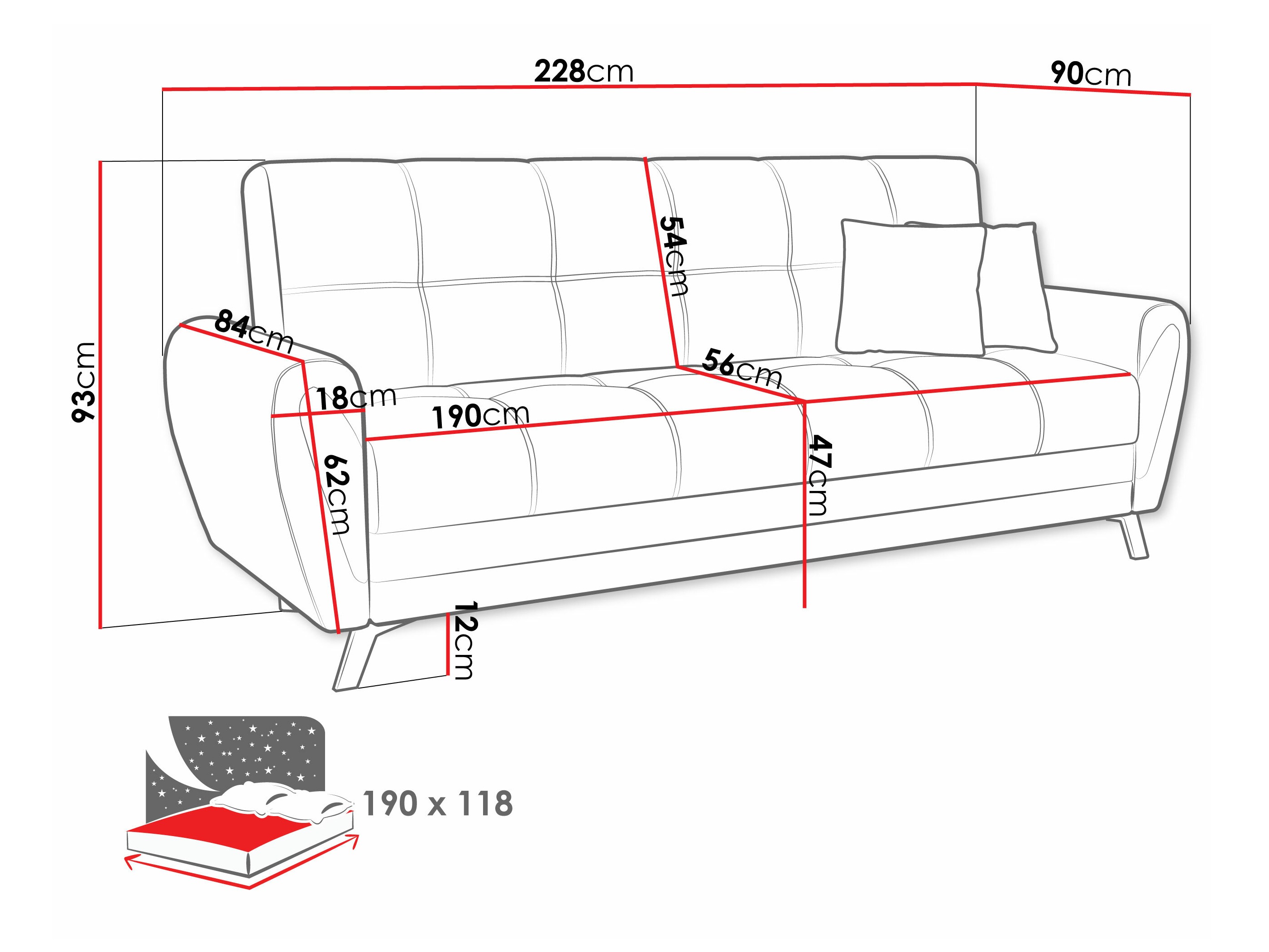 Sofa bed Columbus 156 (Prima 15 + Crown 18)