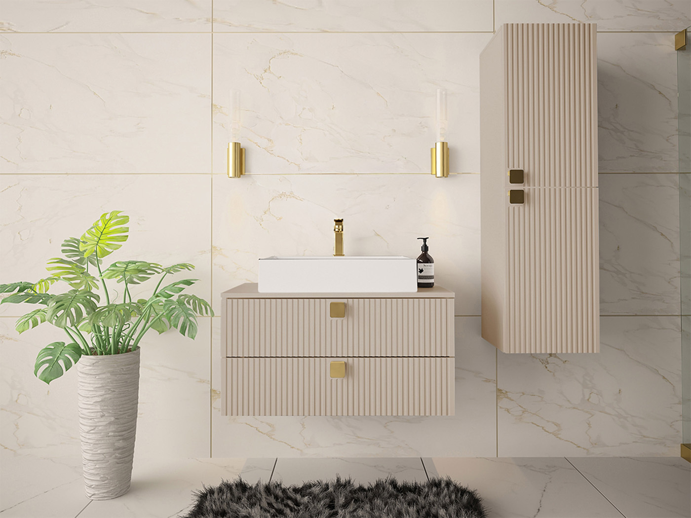 Bathroom set Panium (Light brown)