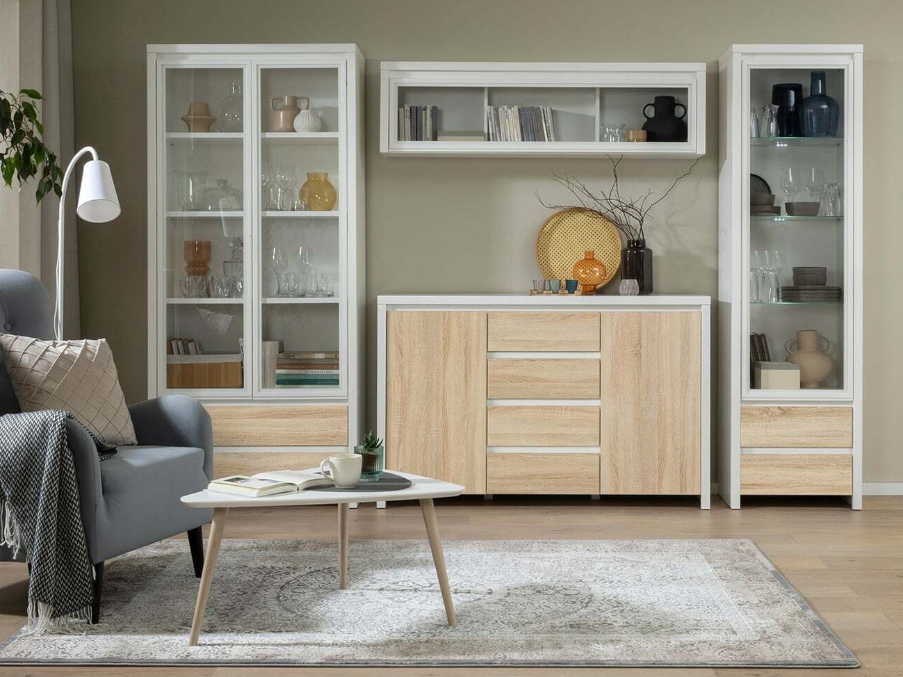 Bookcase Nolroma 140 (White + Sonoma oak)