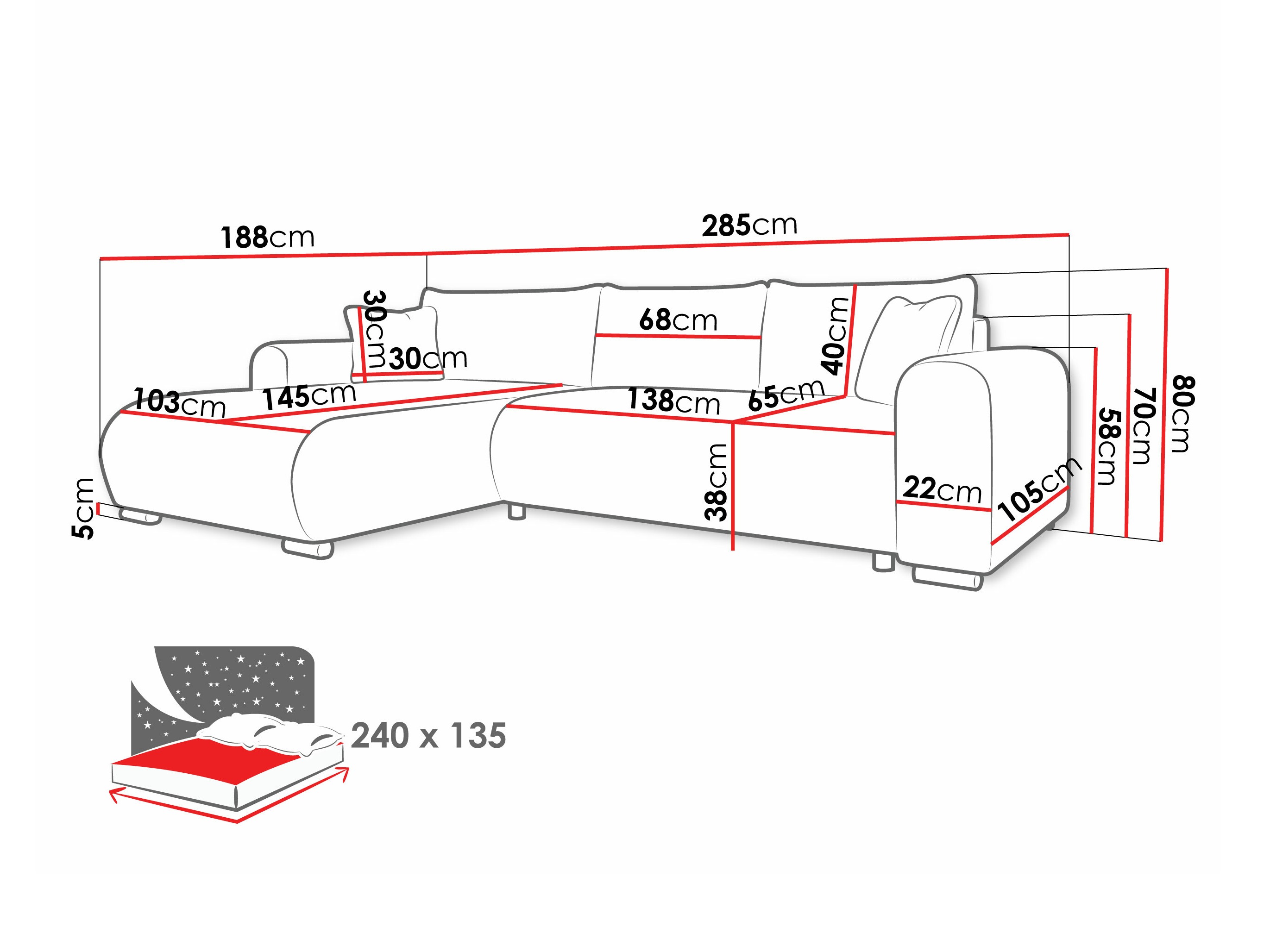Corner sofa Comfivo 410 (Poso 135)