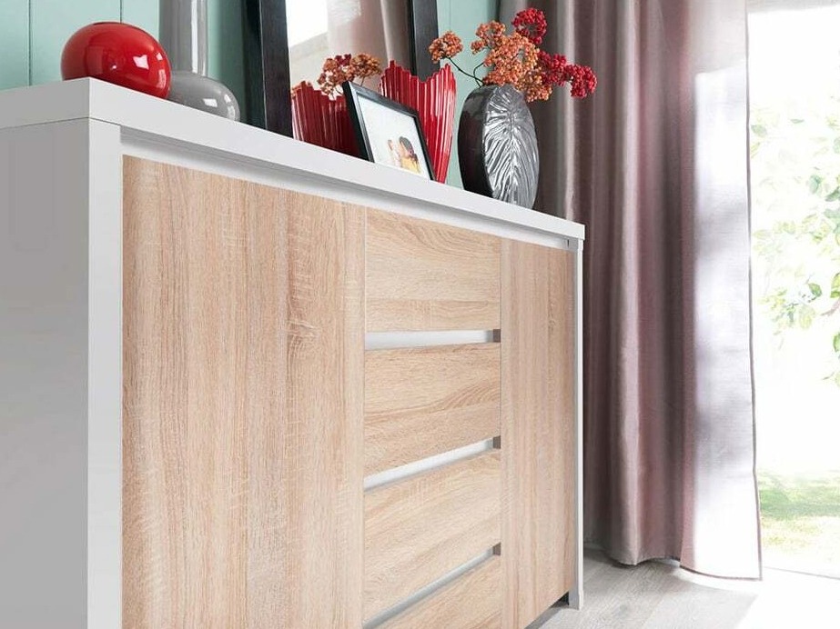 Chest of drawers Nolroma 103 (White + Sonoma oak)