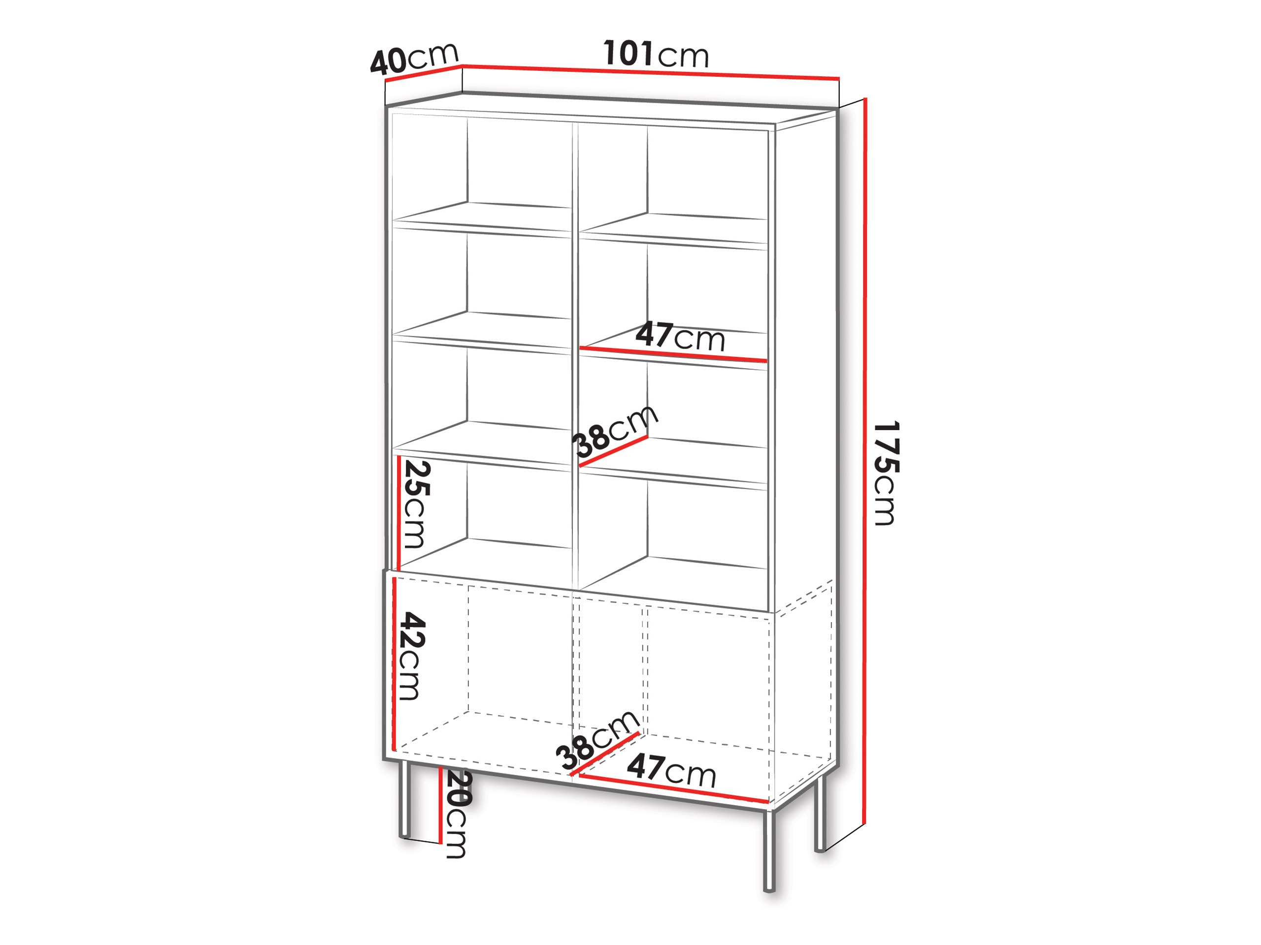 Bookcase Evavese 106 (Black)