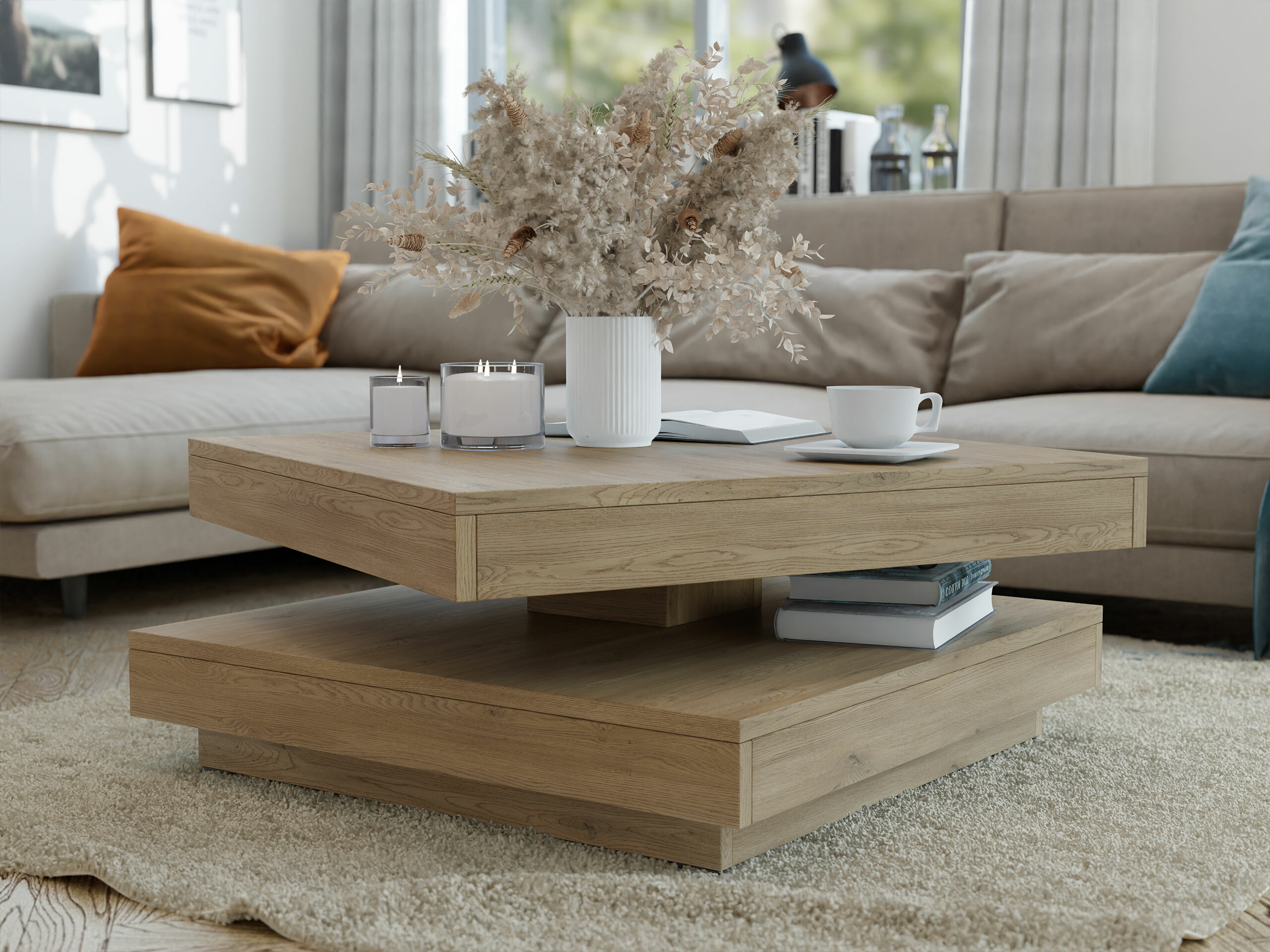Coffee table transformer Comfivo Pisces (Oak)