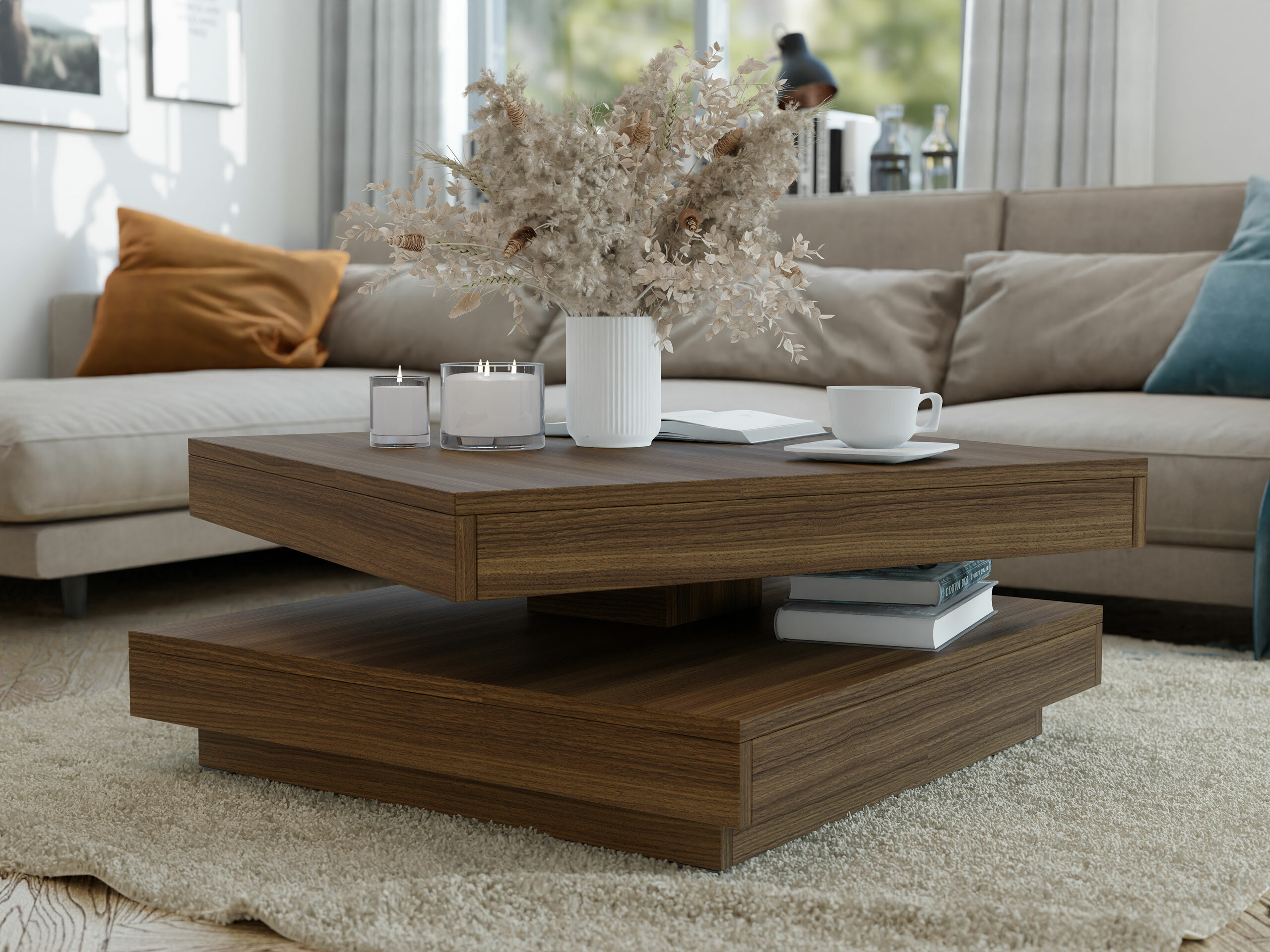 Coffee table transformer Comfivo Pisces (Walnut)