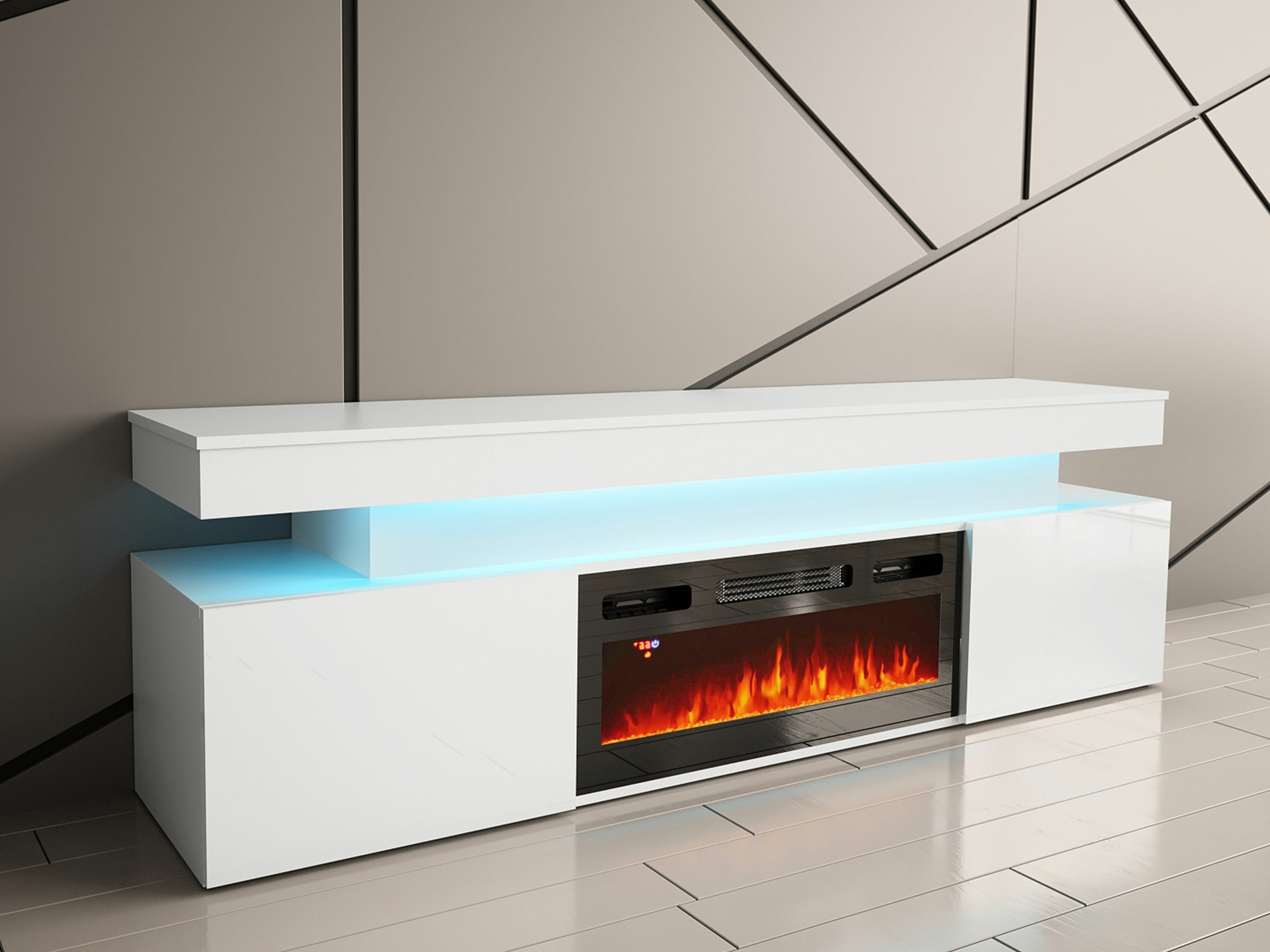 TV stand Monfero 104 (White + Glossy white)