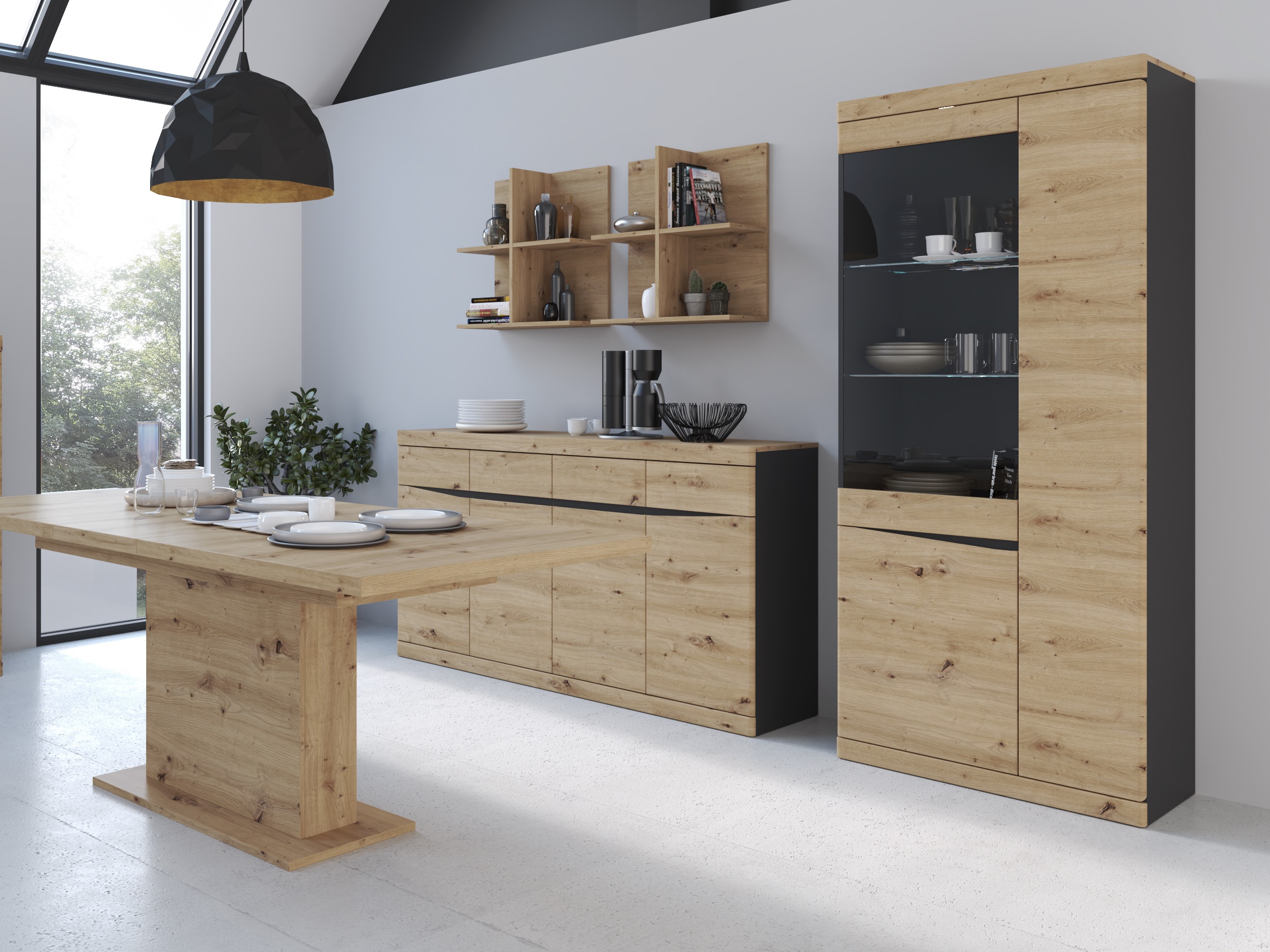 Bookcase Venlori 128 (Anthracite + Artisan oak)