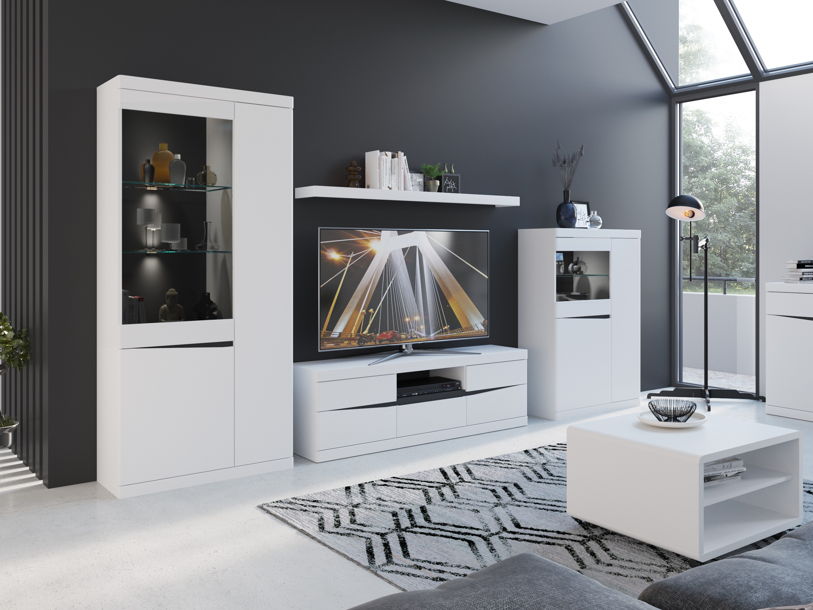 Bookcase Venlori 128 (White + Graphite)