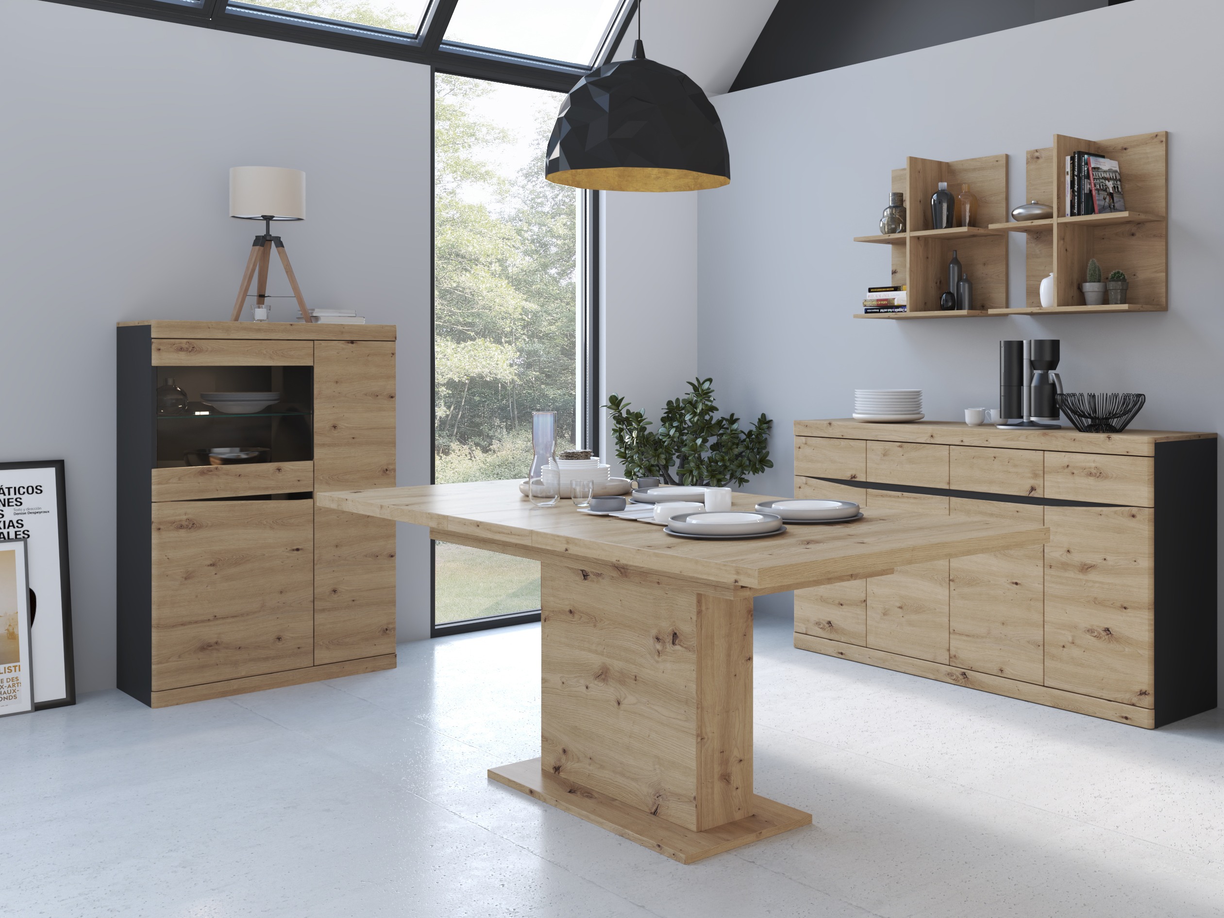 Bookcase Venlori 129 (Anthracite + Artisan oak)