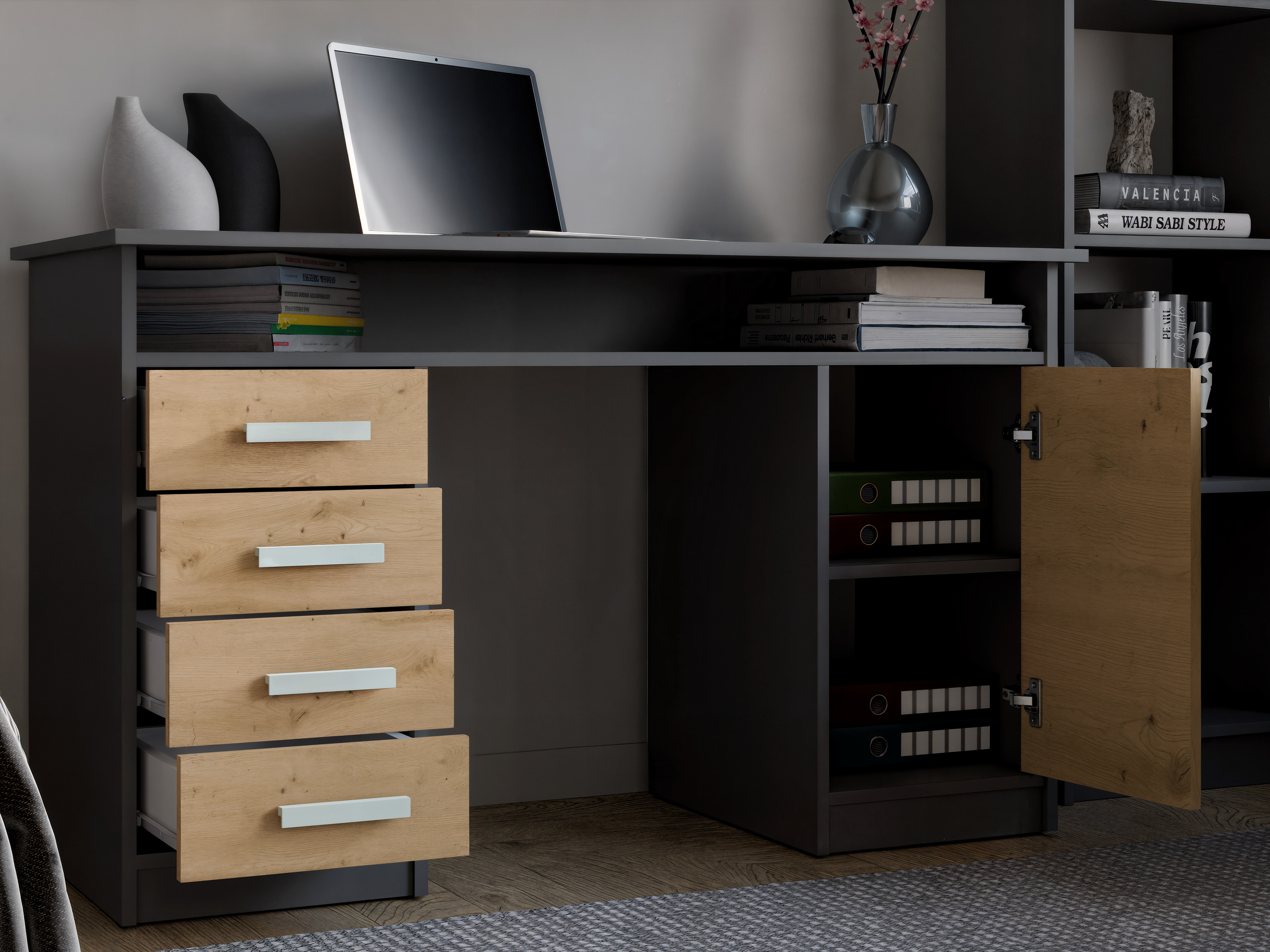 Desk Mandeville 329 (Artisan oak + Anthracite)