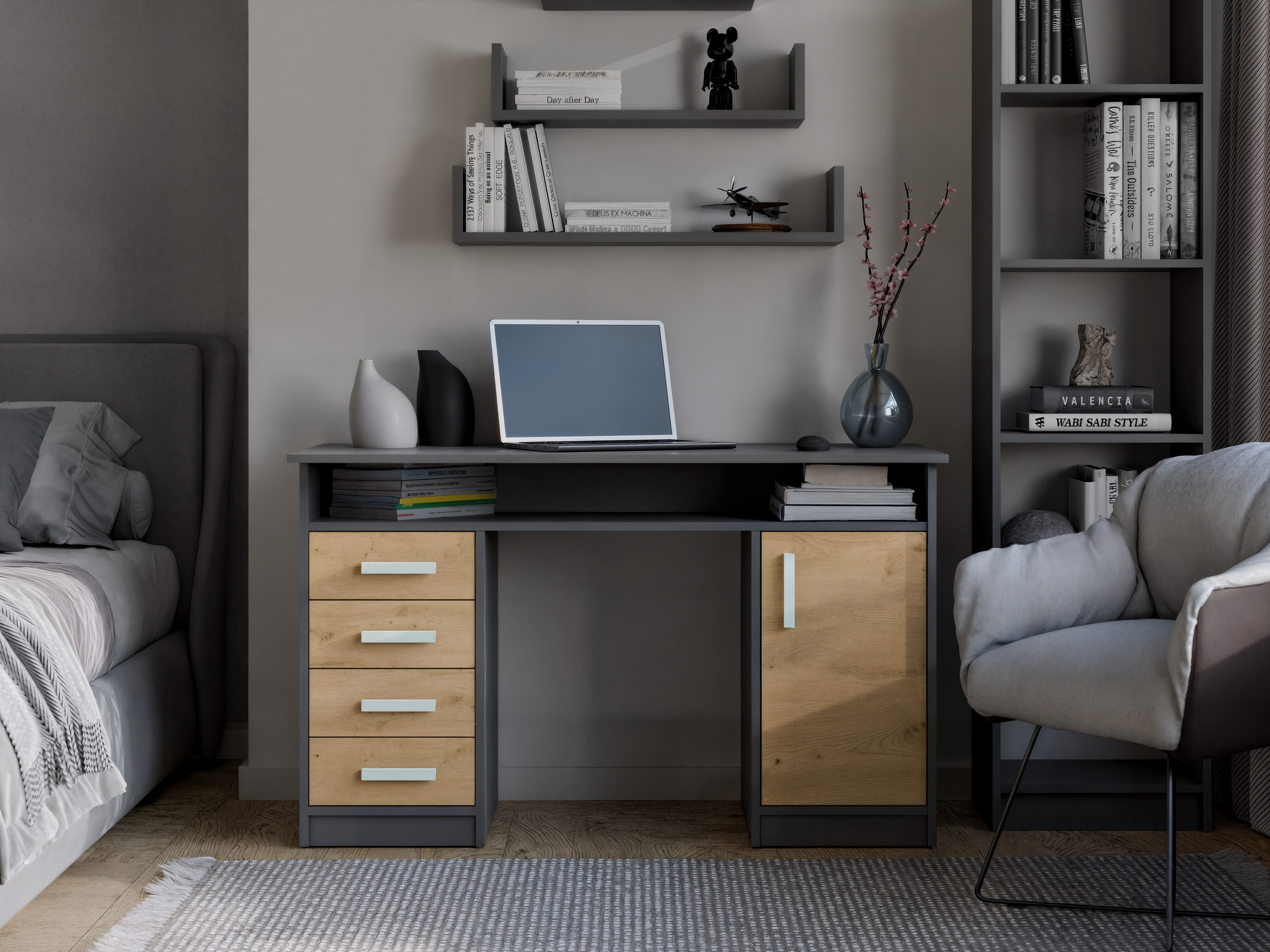 Desk Mandeville 329 (Artisan oak + Anthracite)