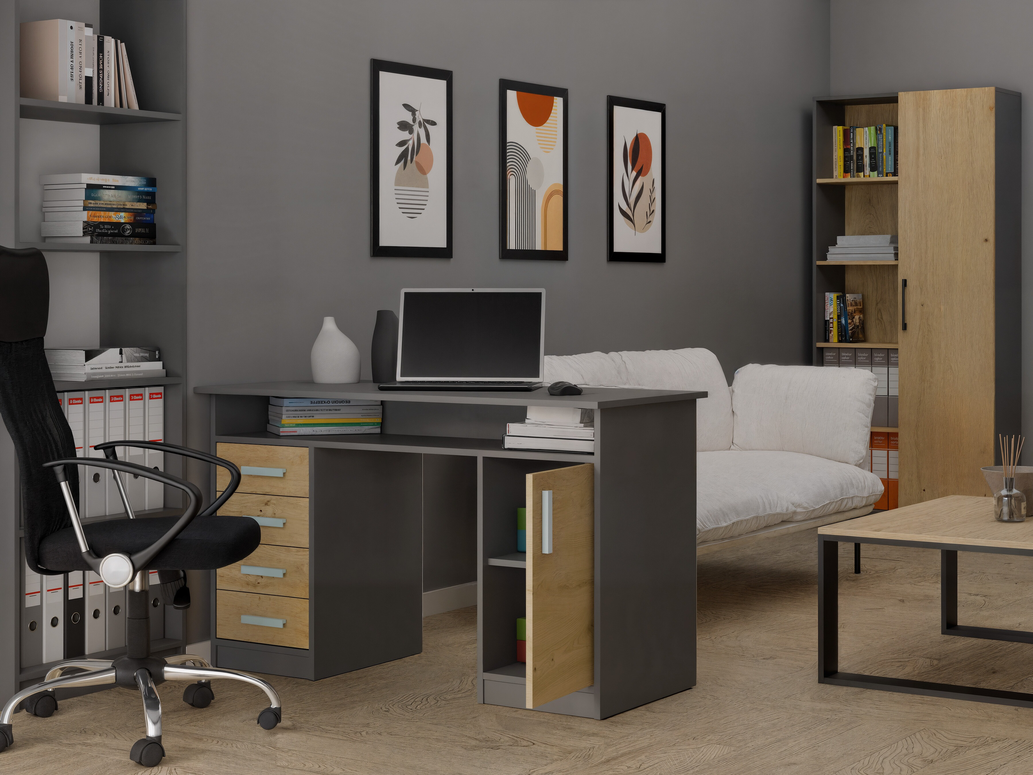 Desk Mandeville 329 (Artisan oak + Anthracite)