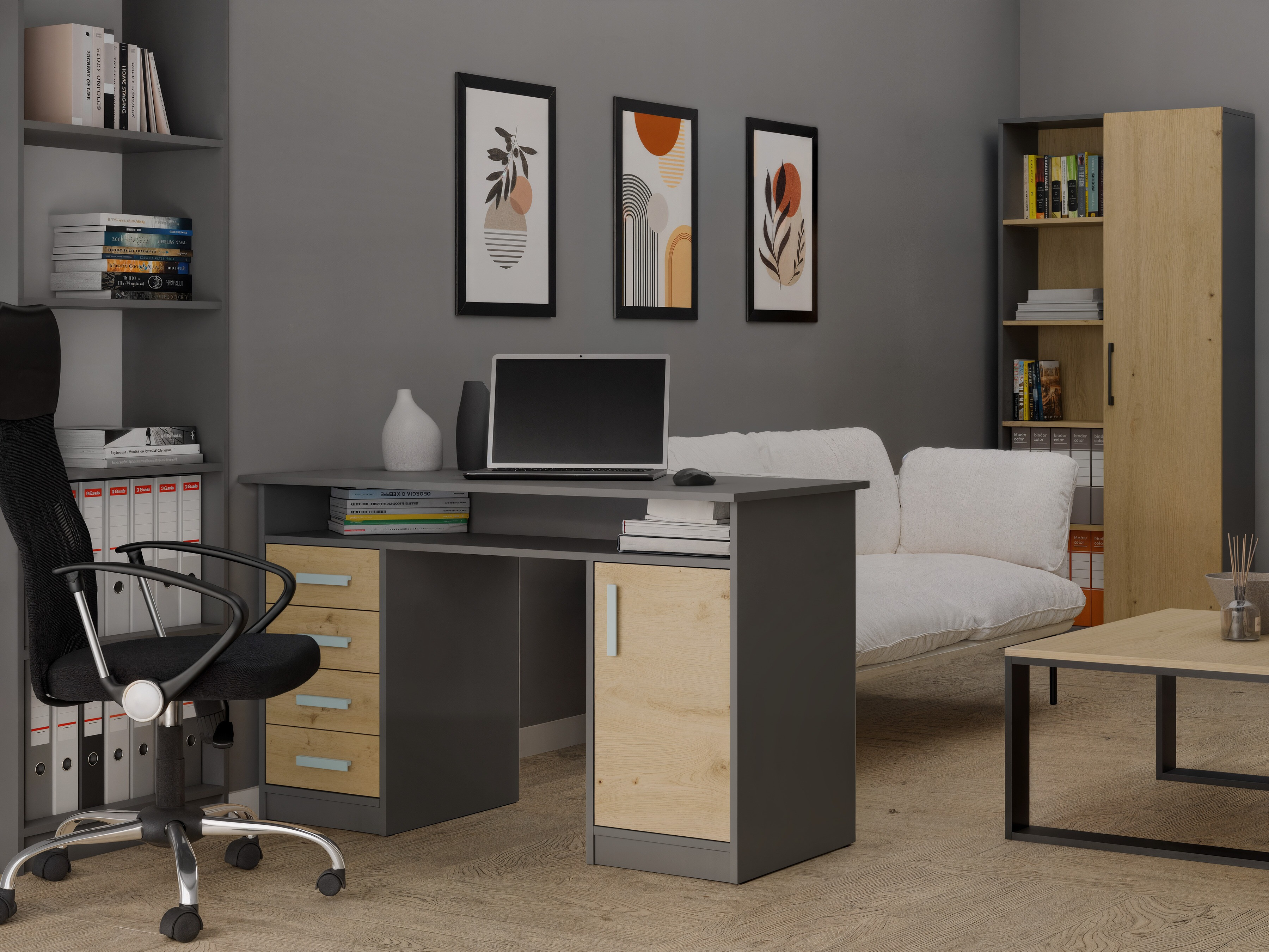 Desk Mandeville 329 (Artisan oak + Anthracite)