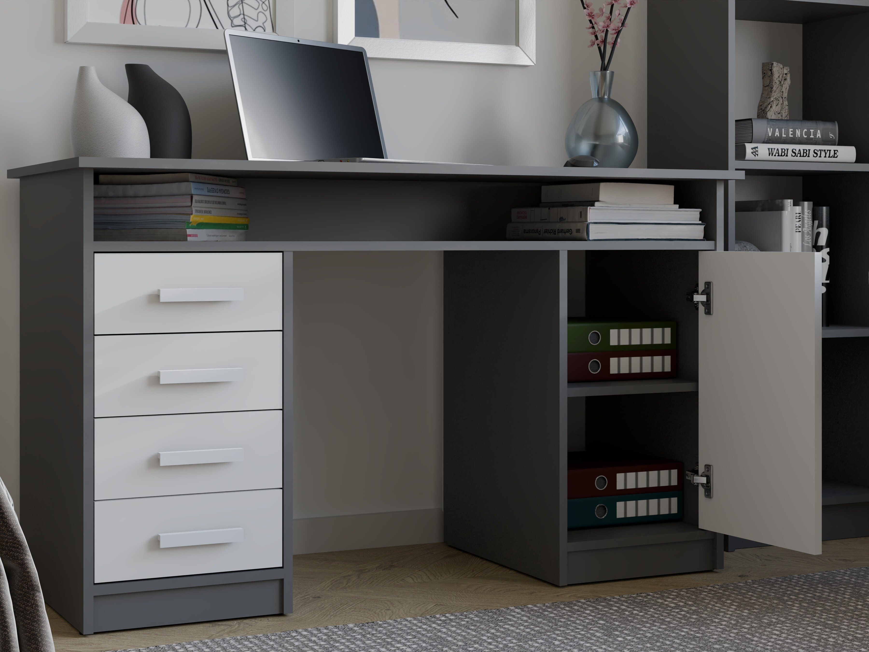 Desk Mandeville 329 (White + Anthracite)