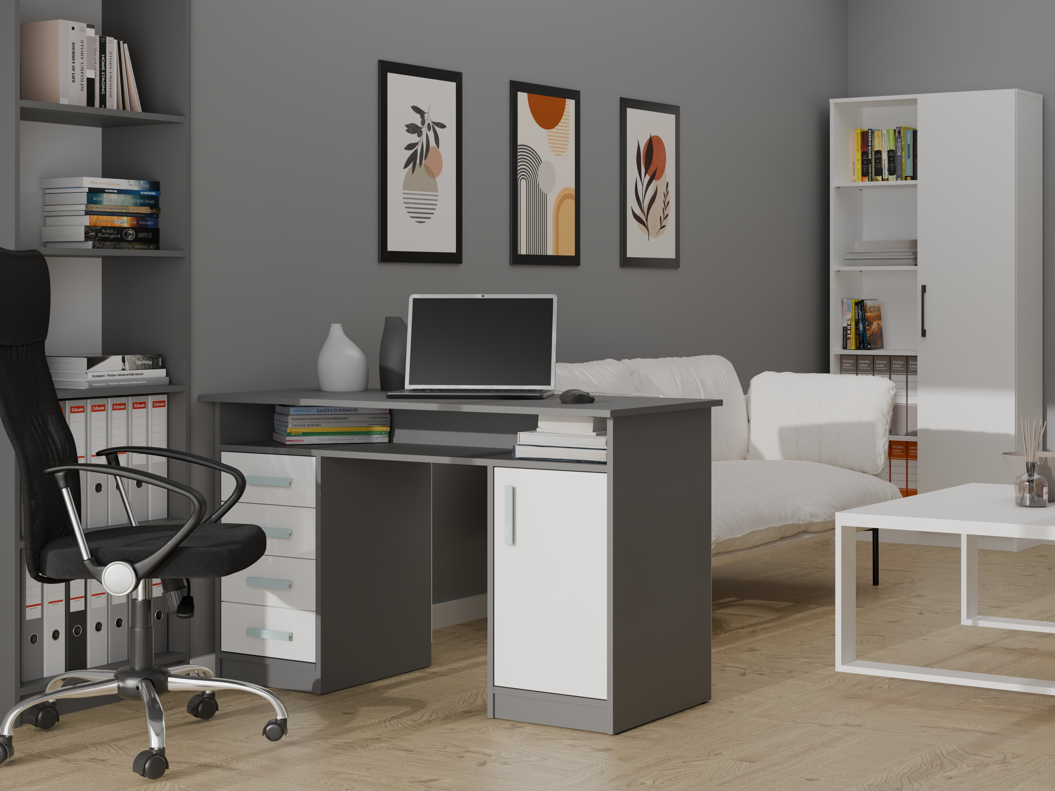 Desk Mandeville 329 (White + Anthracite)
