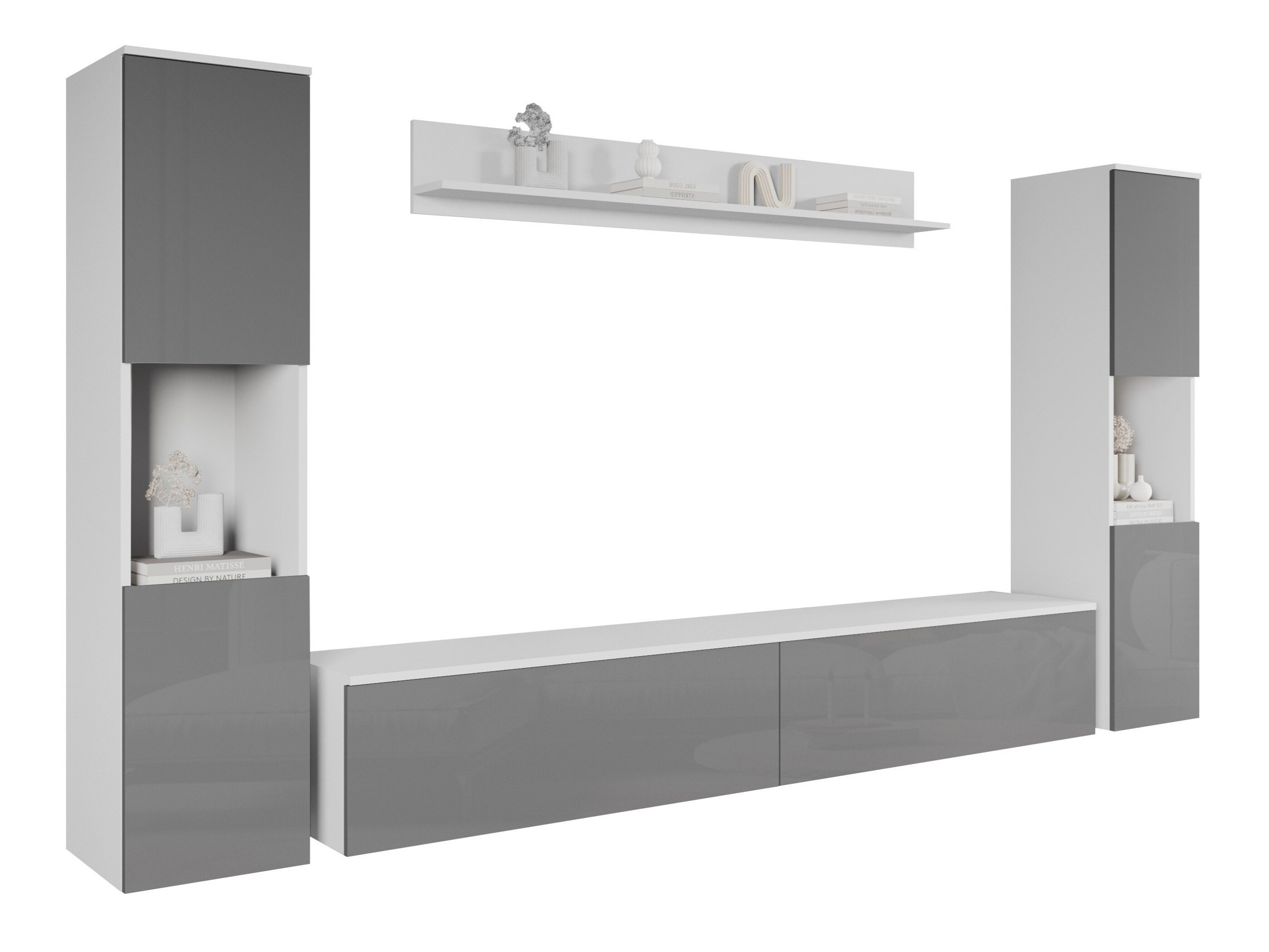 Living room set Sarasota 131 (White + Glossy grey)