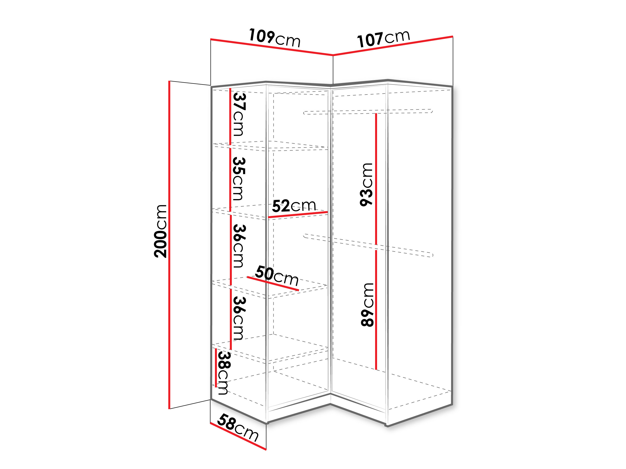 Corner wardrobe Lombala 113