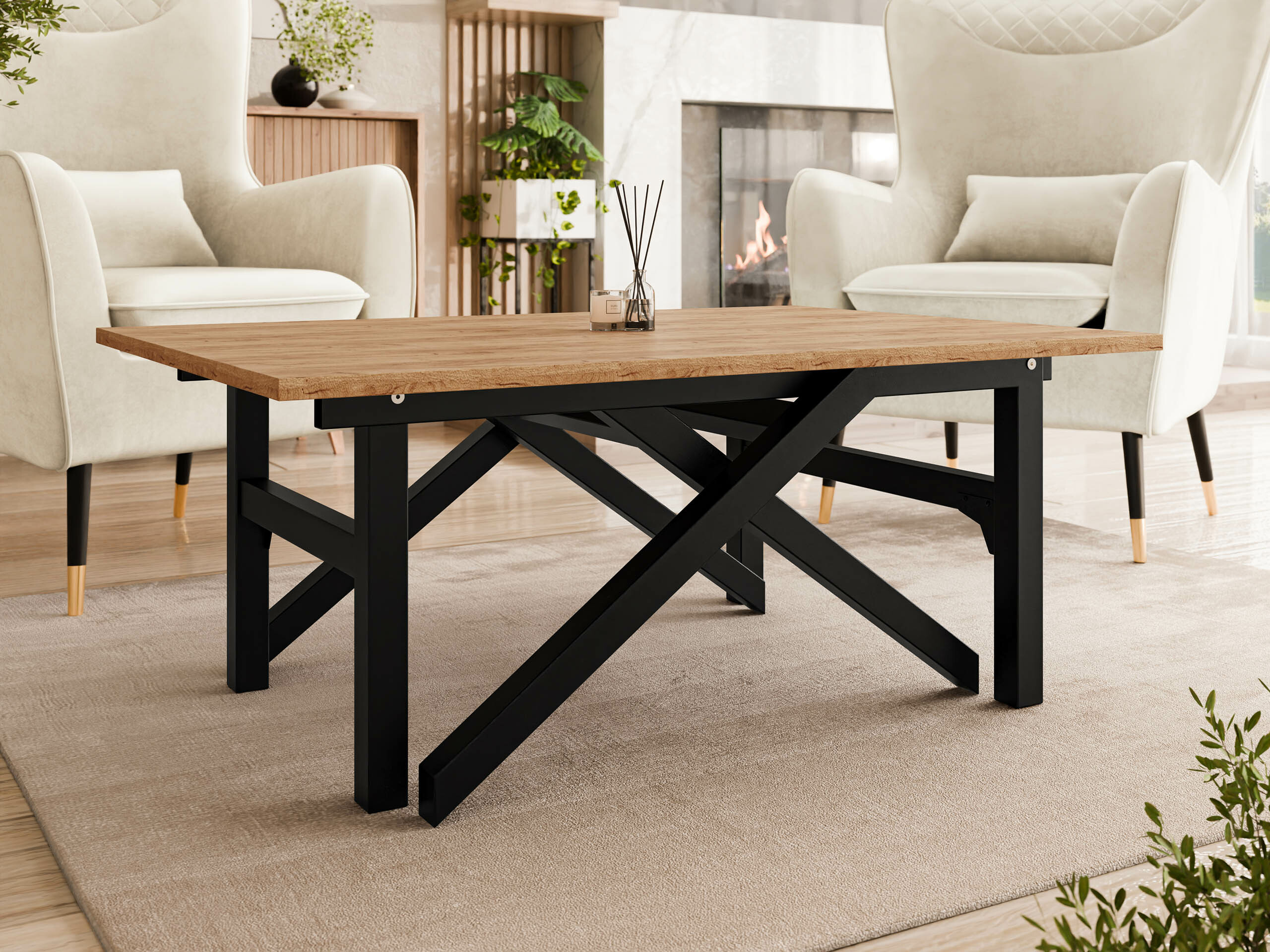 Coffee table transformer Oswego 151 (Craft golden oak + Black)