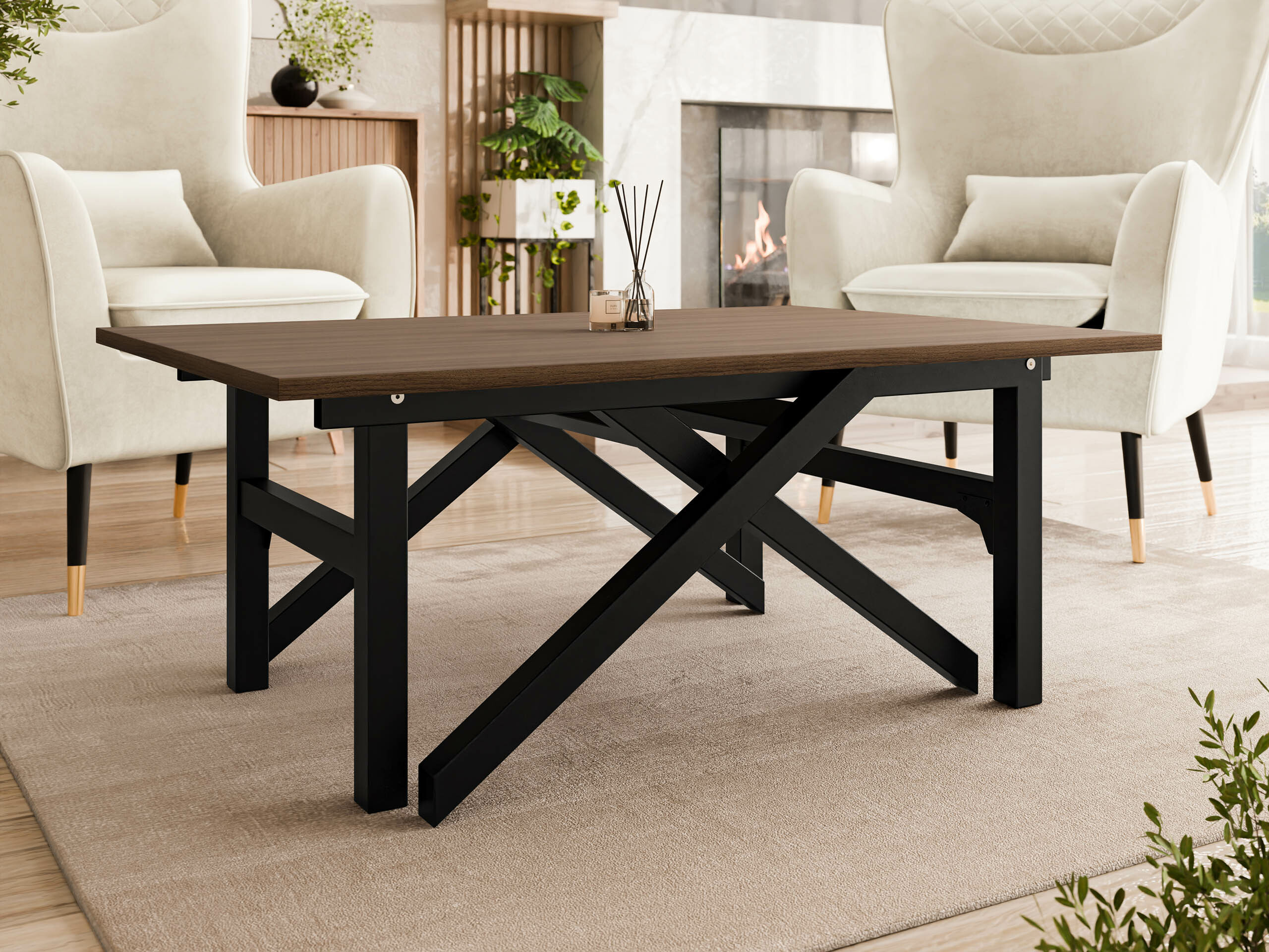 Coffee table transformer Oswego 151 (Walnut + Black)