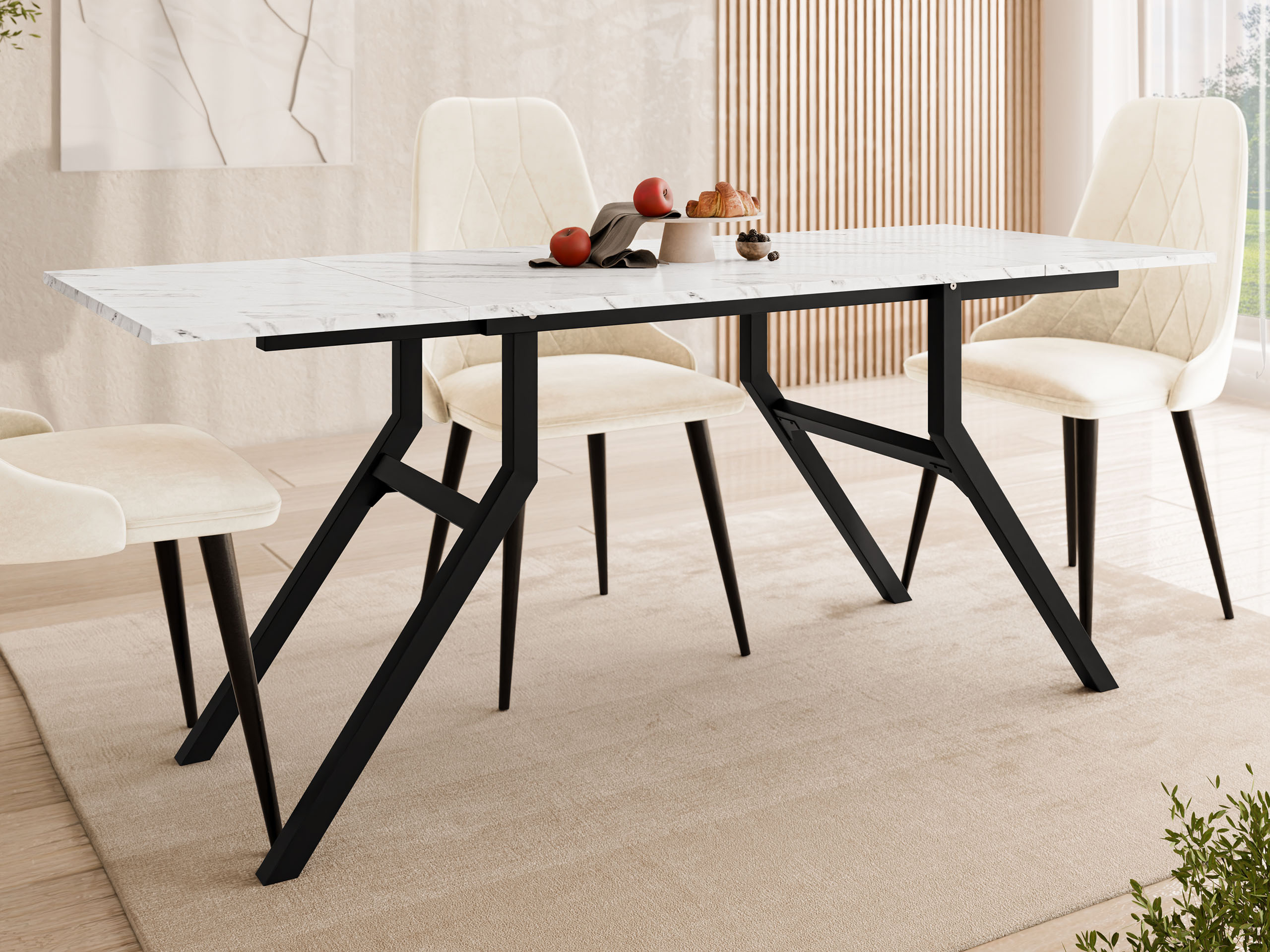 Coffee table transformer Oswego 151 (White marble + Black)
