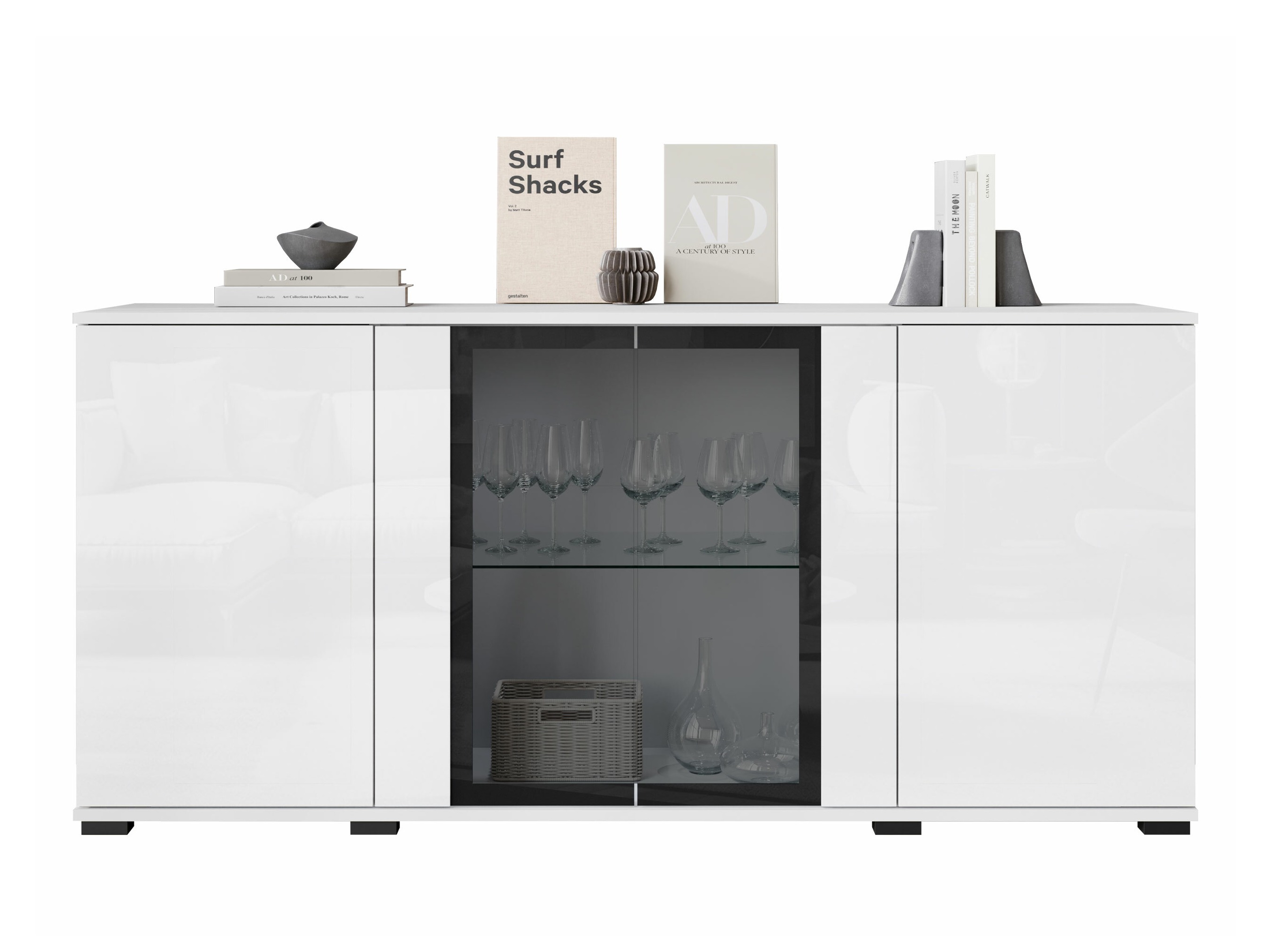Sideboard Torcame 102 (White + Glossy white)