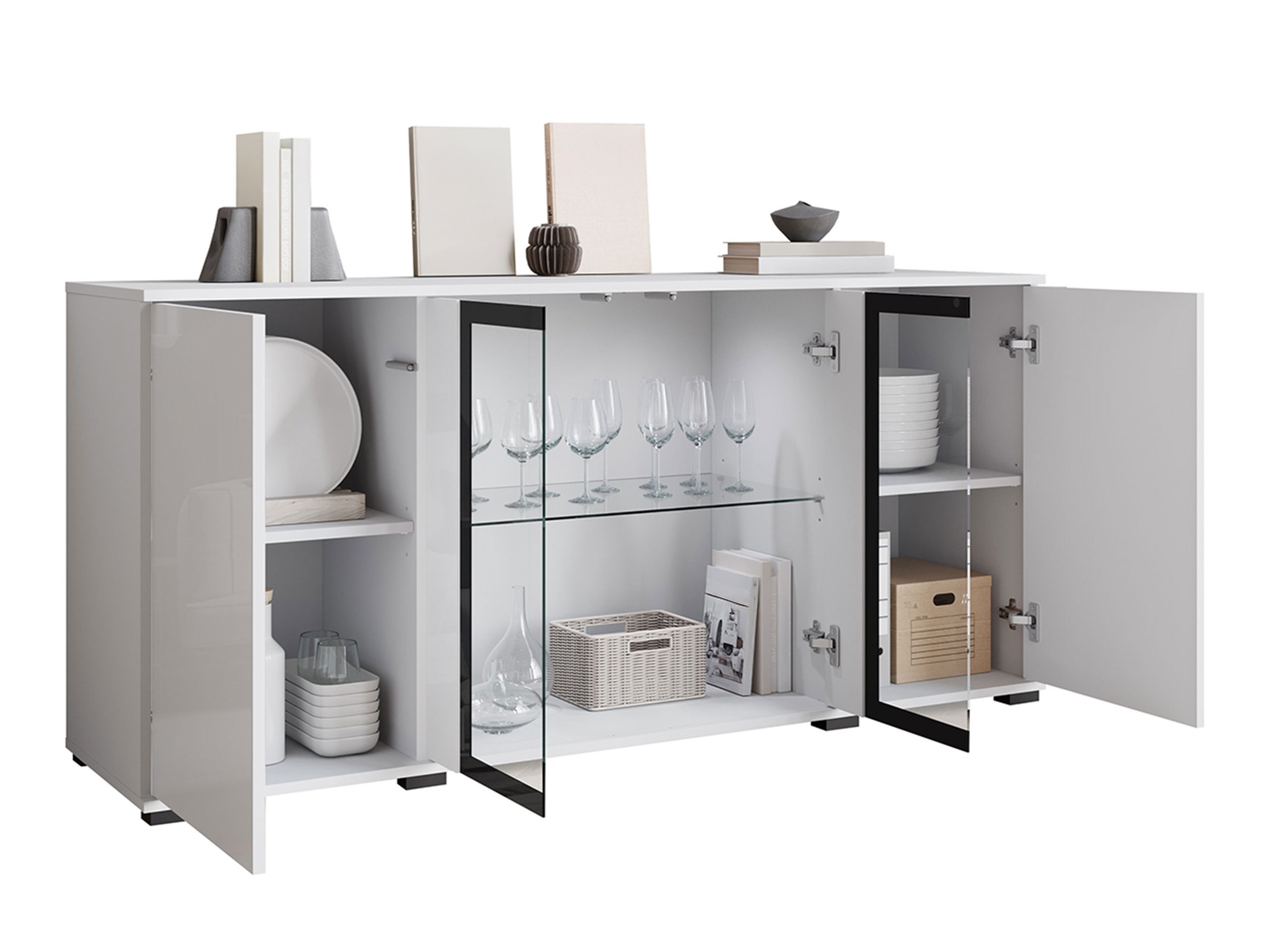 Sideboard Torcame 102 (Wotan Oak + Glossy white)