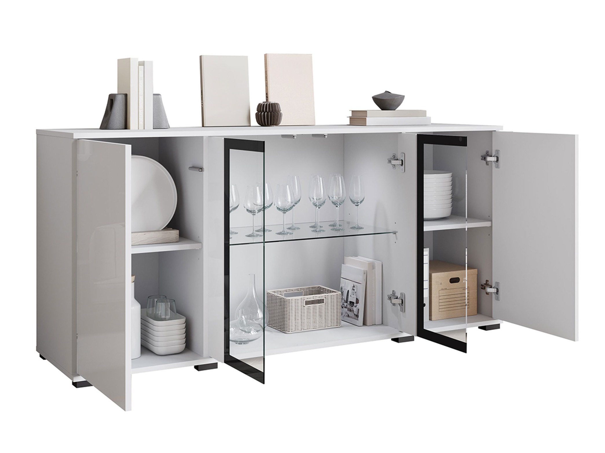 Sideboard Torcame 102 (Wotan Oak + Glossy white)