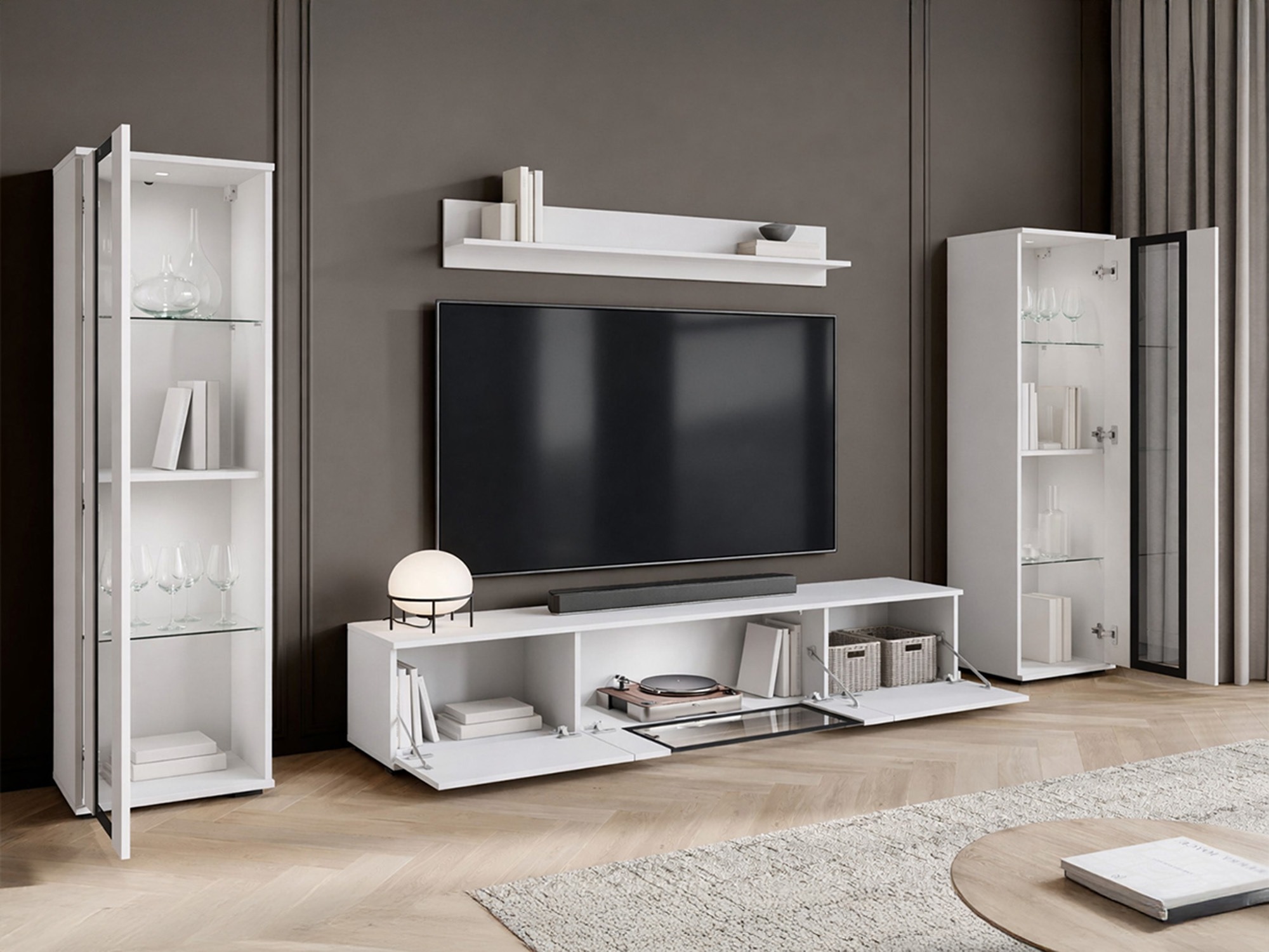Living room set Torcame 103 (White + Glossy white)