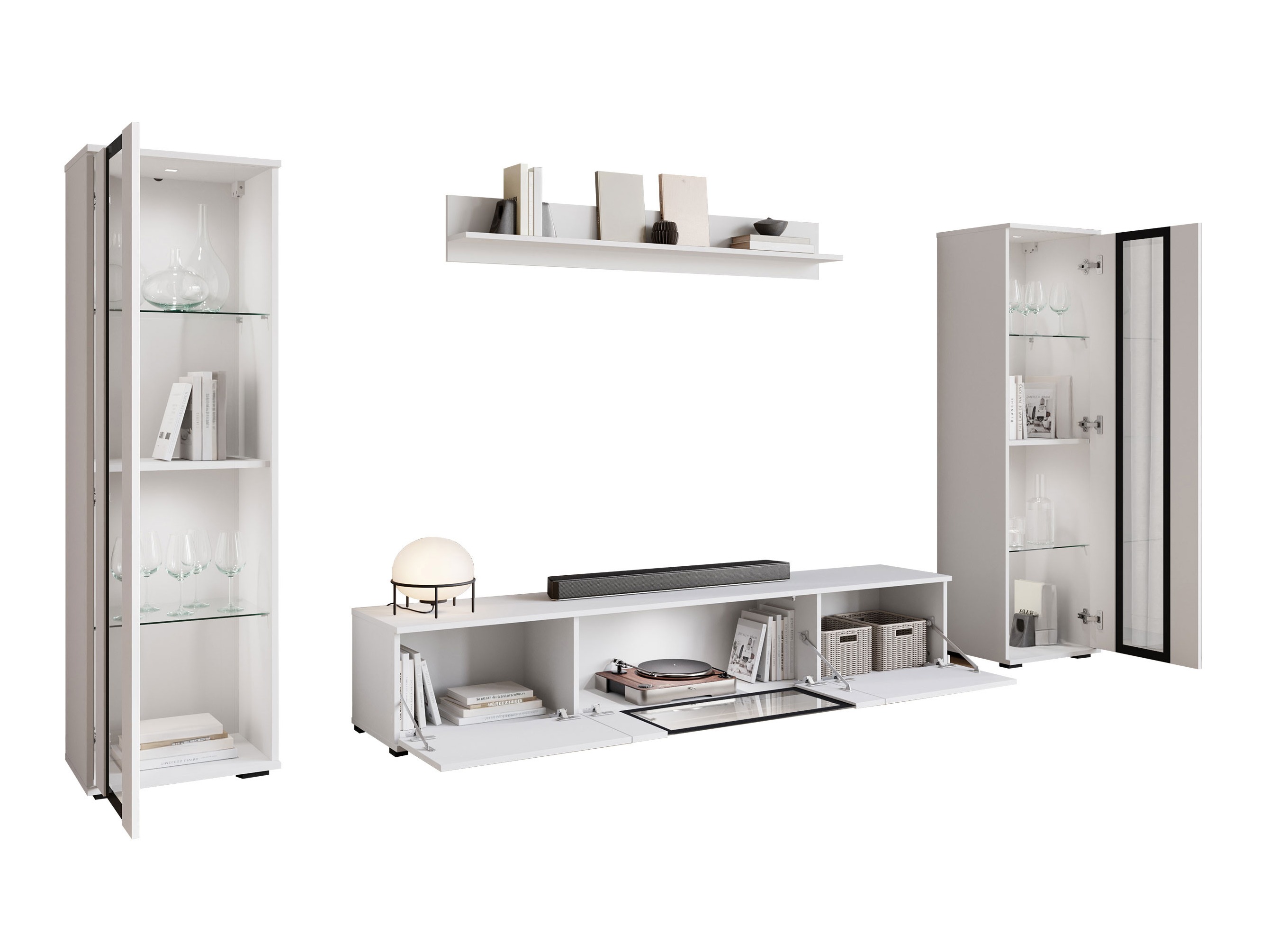 Living room set Torcame 103 (White + Glossy white)